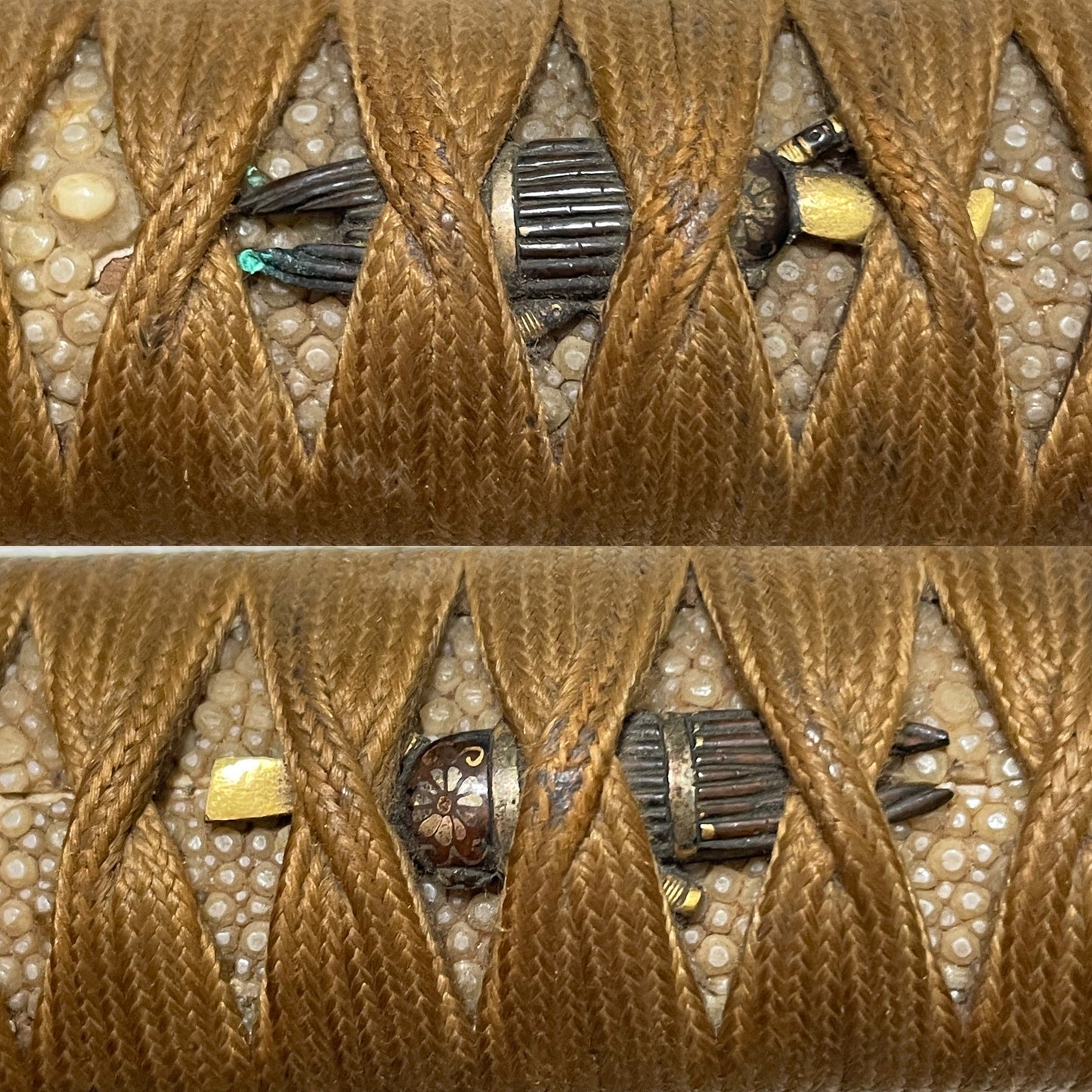 HITATSURA 皆焼 TANTO, Daruma Kashira, Signed Tsuba, Copper Fittings with Kozuka