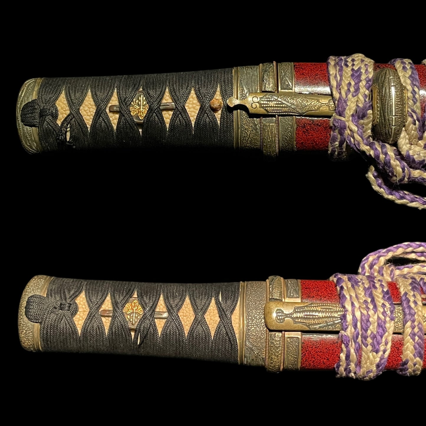 Red TANTO Matsushiro Koshirae 松代拵, with Kozuka Kogai, Late edo period