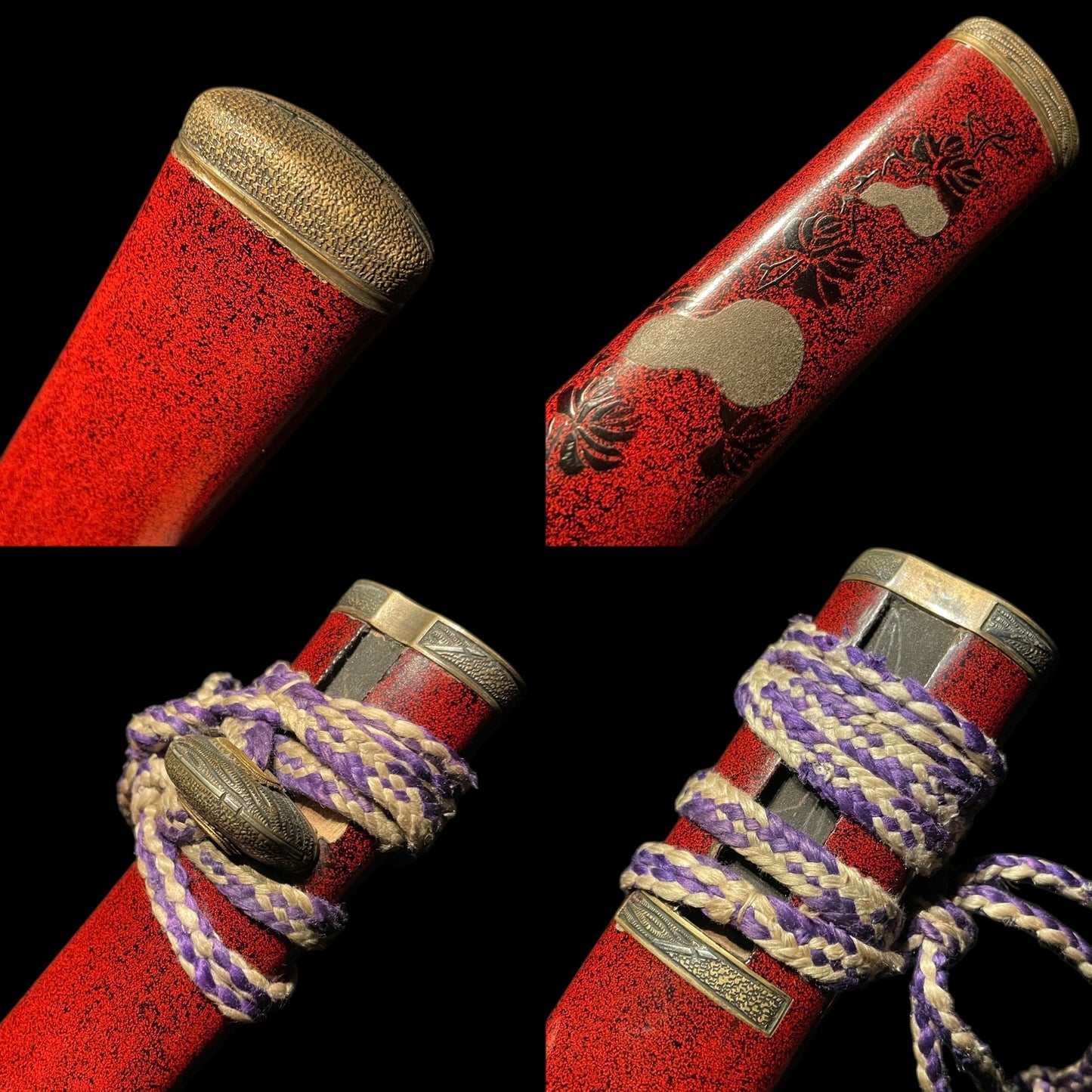 Red TANTO Matsushiro Koshirae 松代拵, with Kozuka Kogai, Late edo period