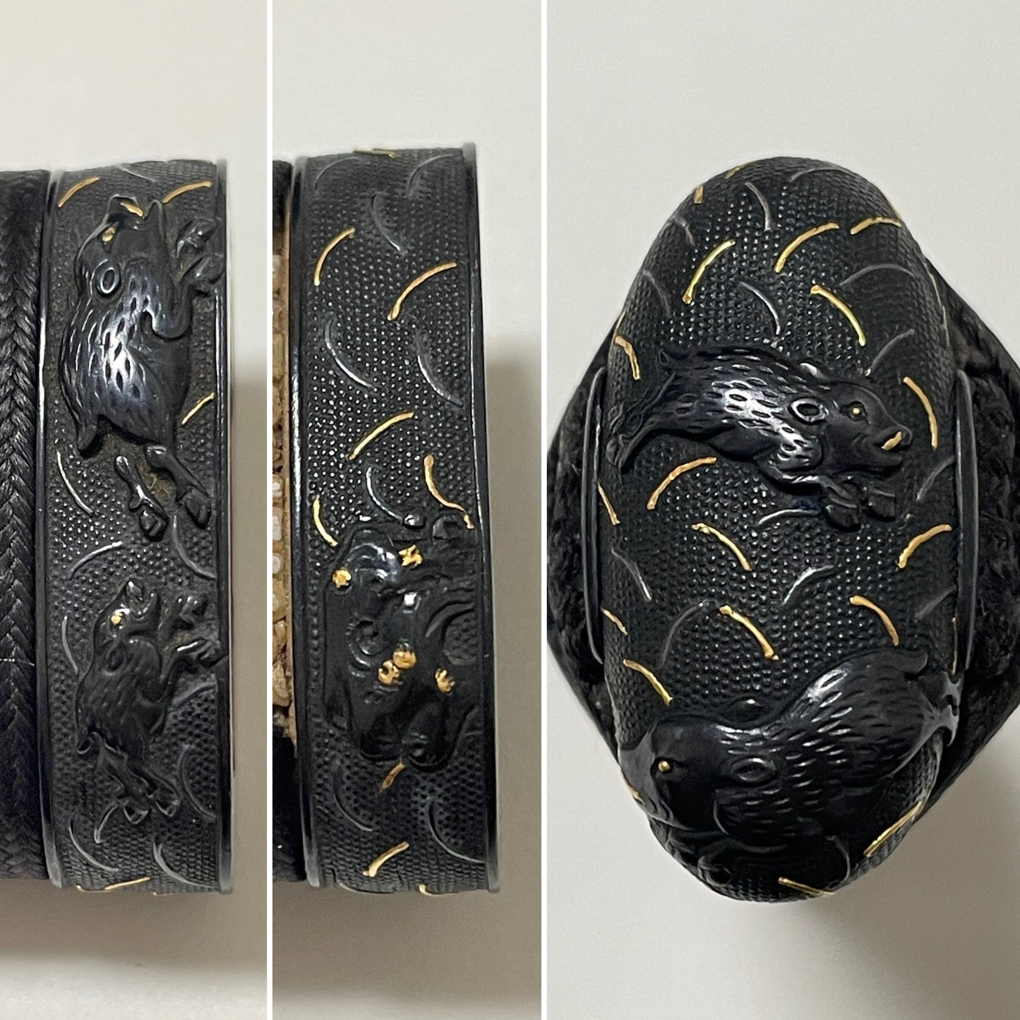 Bat Tsuba and Boar Fuchikashira TANTO, with Kozuka, Muromachi period mumei