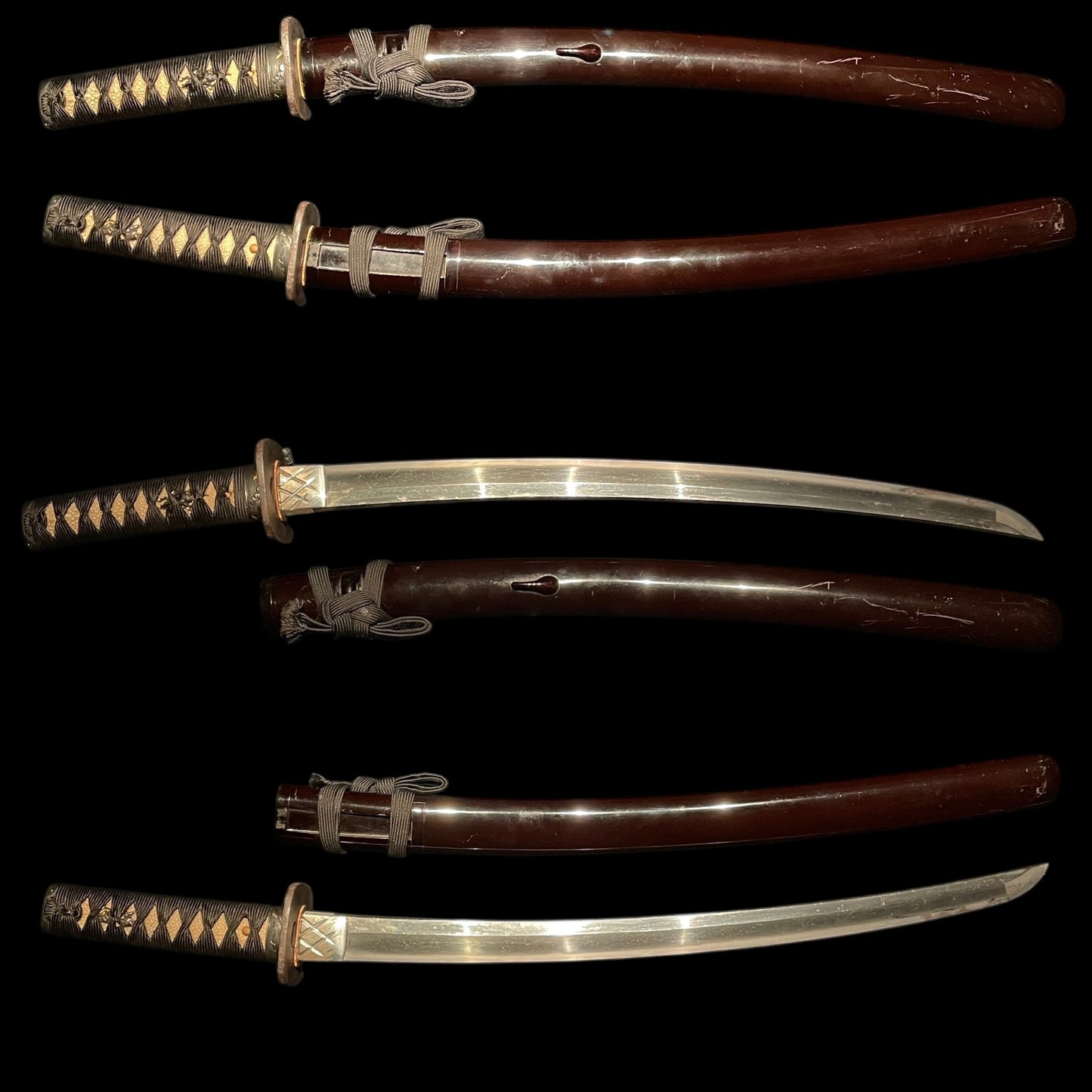 Landscape Fuchikashira 風景図縁頭, Oozori Wakizashi,  Signed Tsuba, Kashu Habaki