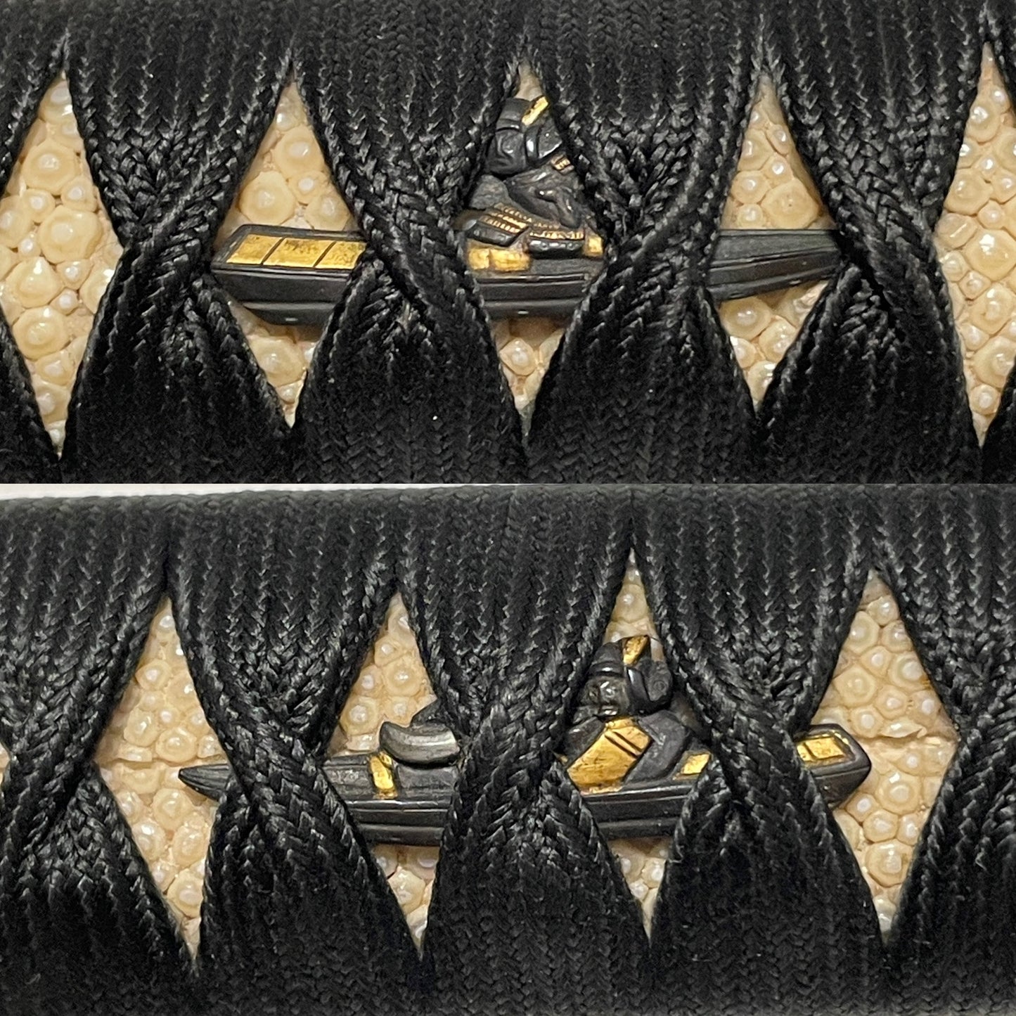 Kairagisaya 梅花皮鞘 Rayskin Scabbard WAKIZASHI, Persimmon Tsuba 柿透鍔, Edo period
