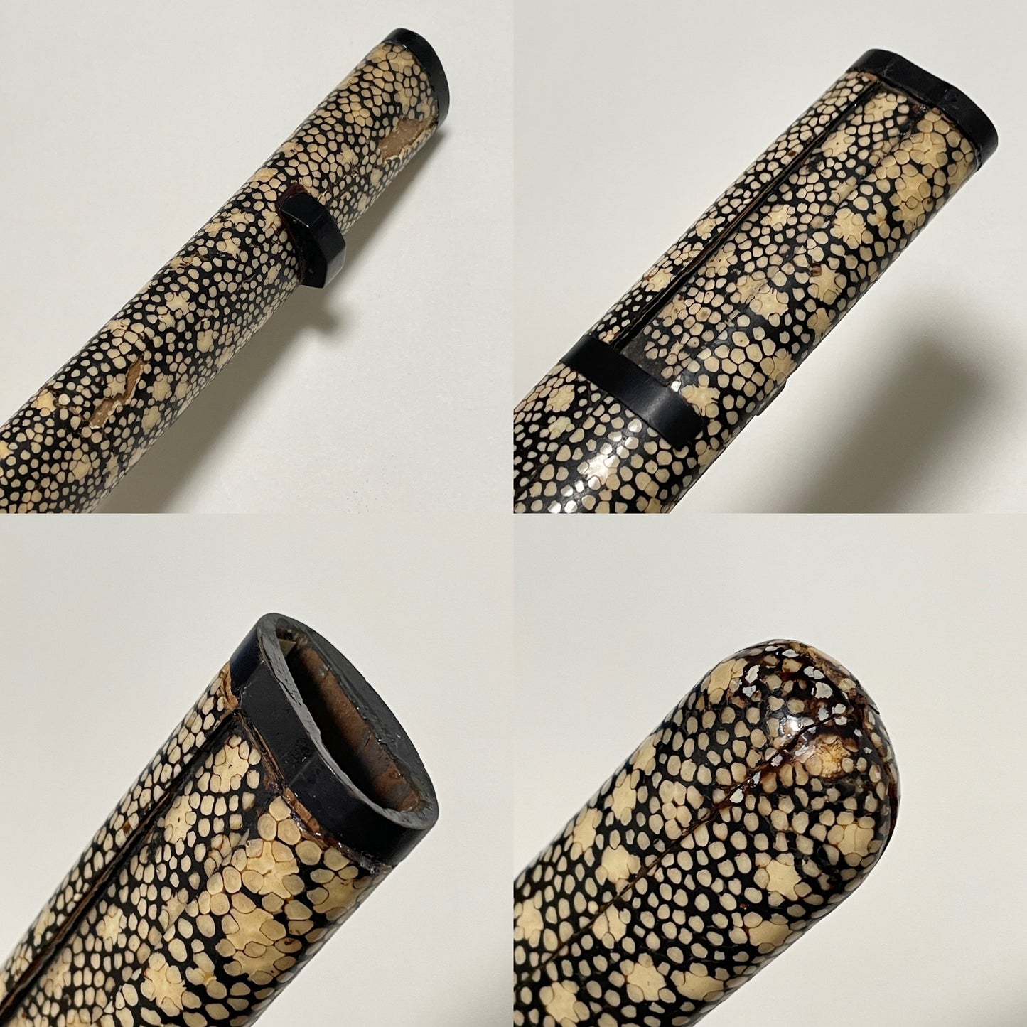 Kairagisaya 梅花皮鞘 Rayskin Scabbard WAKIZASHI, Persimmon Tsuba 柿透鍔, Edo period