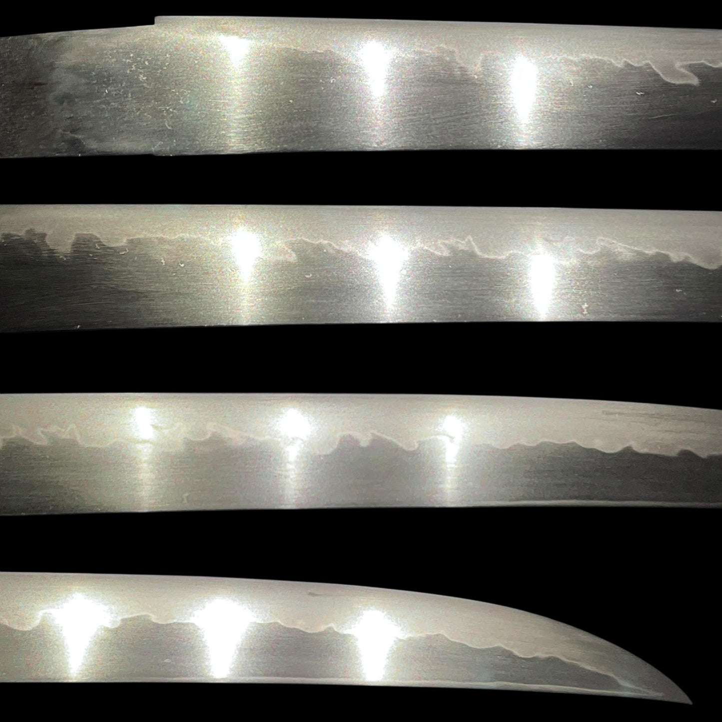 ONIBOCHO 鬼包丁 Hirazukuri Wakizashi, Very Wide Blade, Toranba 濤乱刃, Edo period