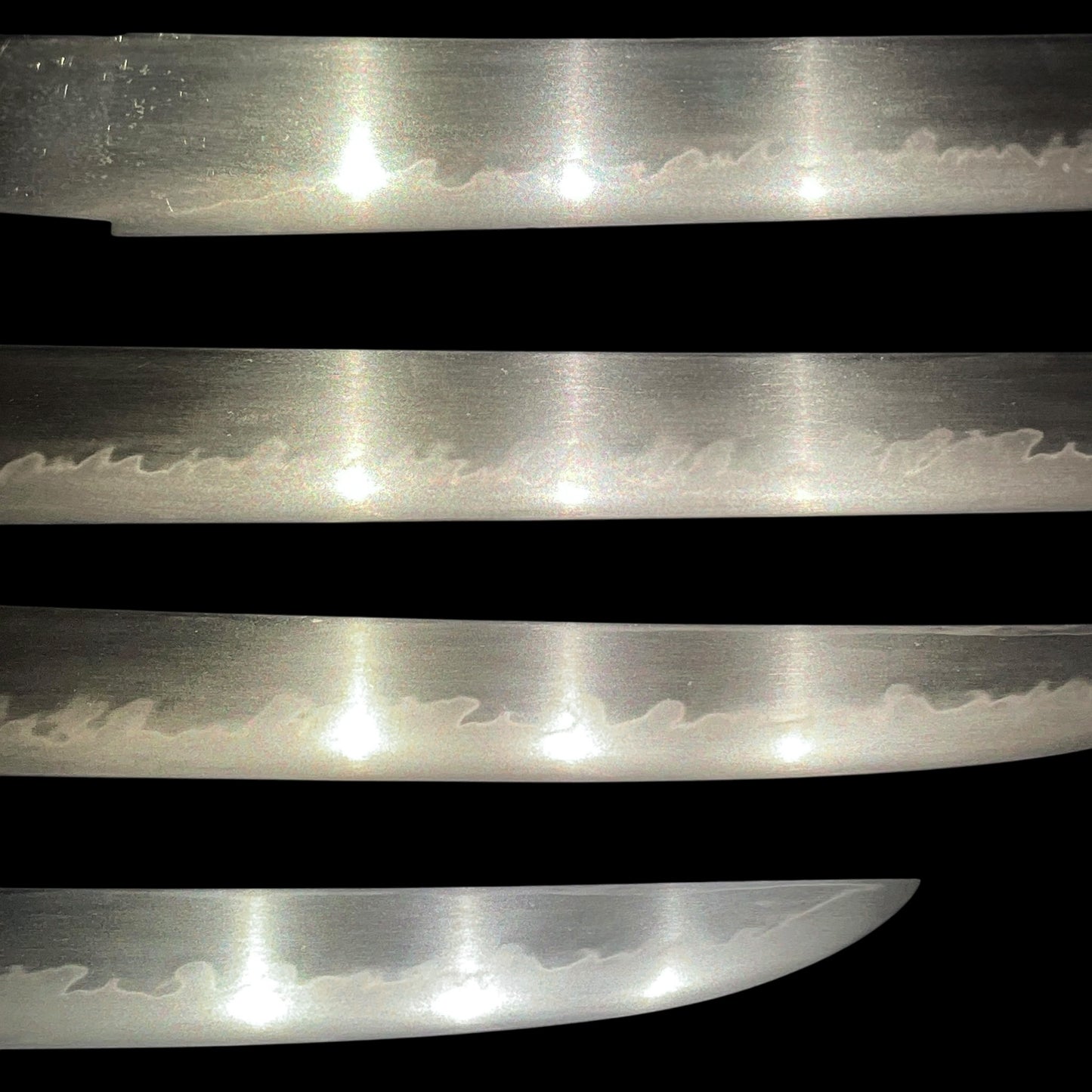 ONIBOCHO 鬼包丁 Hirazukuri Wakizashi, Very Wide Blade, Toranba 濤乱刃, Edo period