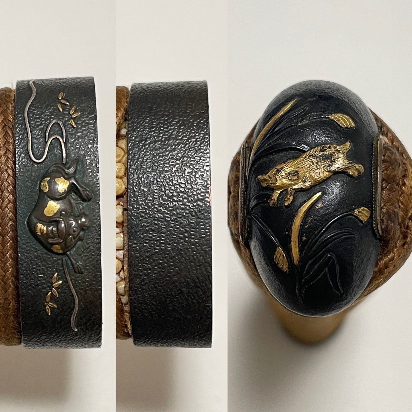 Fuyuhiro 冬広 Shobuzukuri TANTO, Raijin Kozuka 雷神小柄, Muromachi period