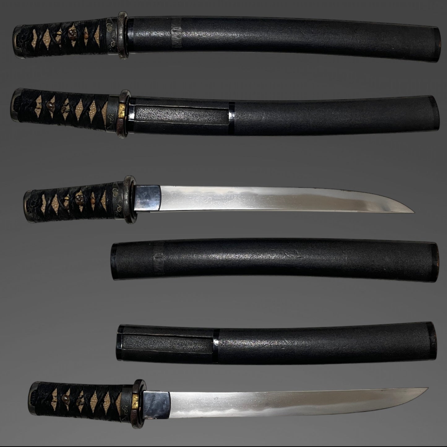Horse Menuki Black TANTO, Hirazukuri Blade, Edo period mumei