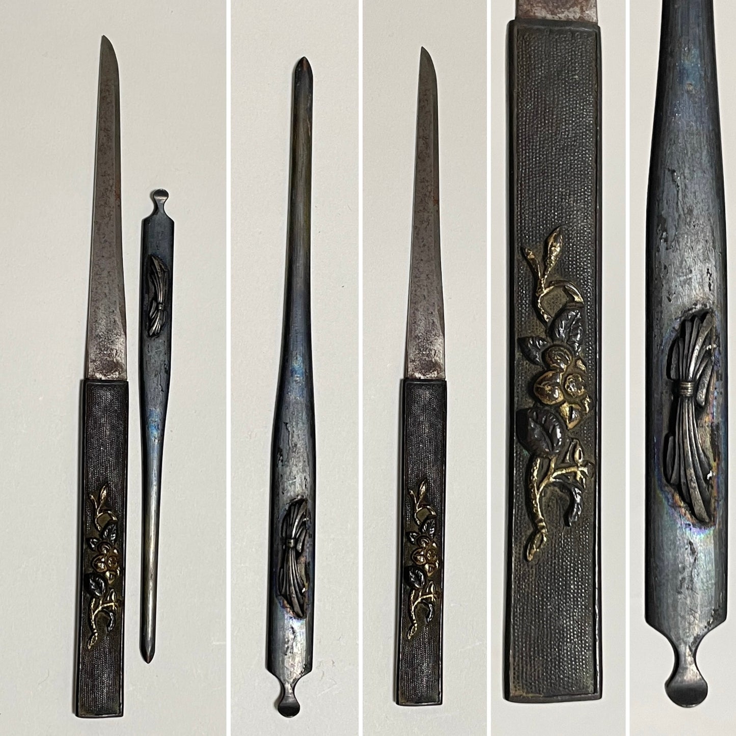 Deer Fuchikashira Thick TANTO, with Kozuka Kogai, Late Edo period mumei