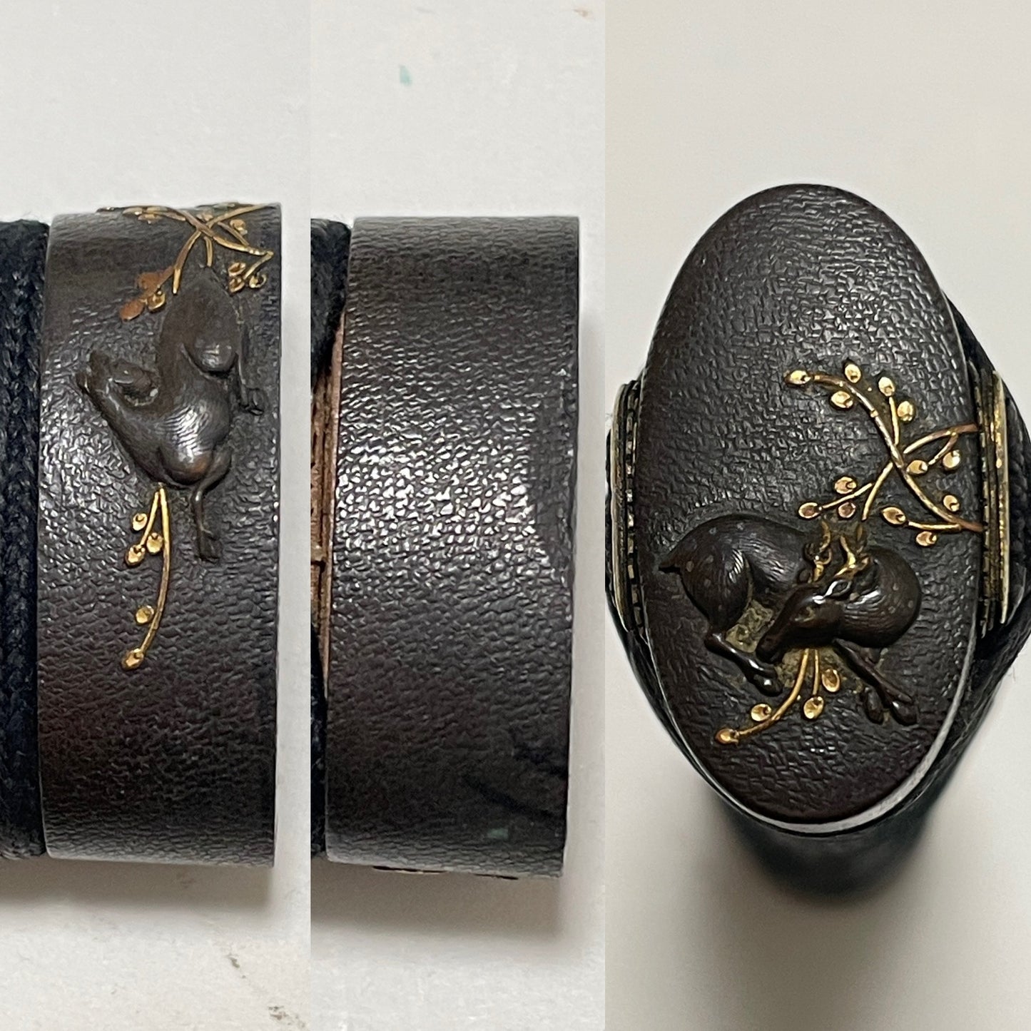 Deer Fuchikashira Thick TANTO, with Kozuka Kogai, Late Edo period mumei