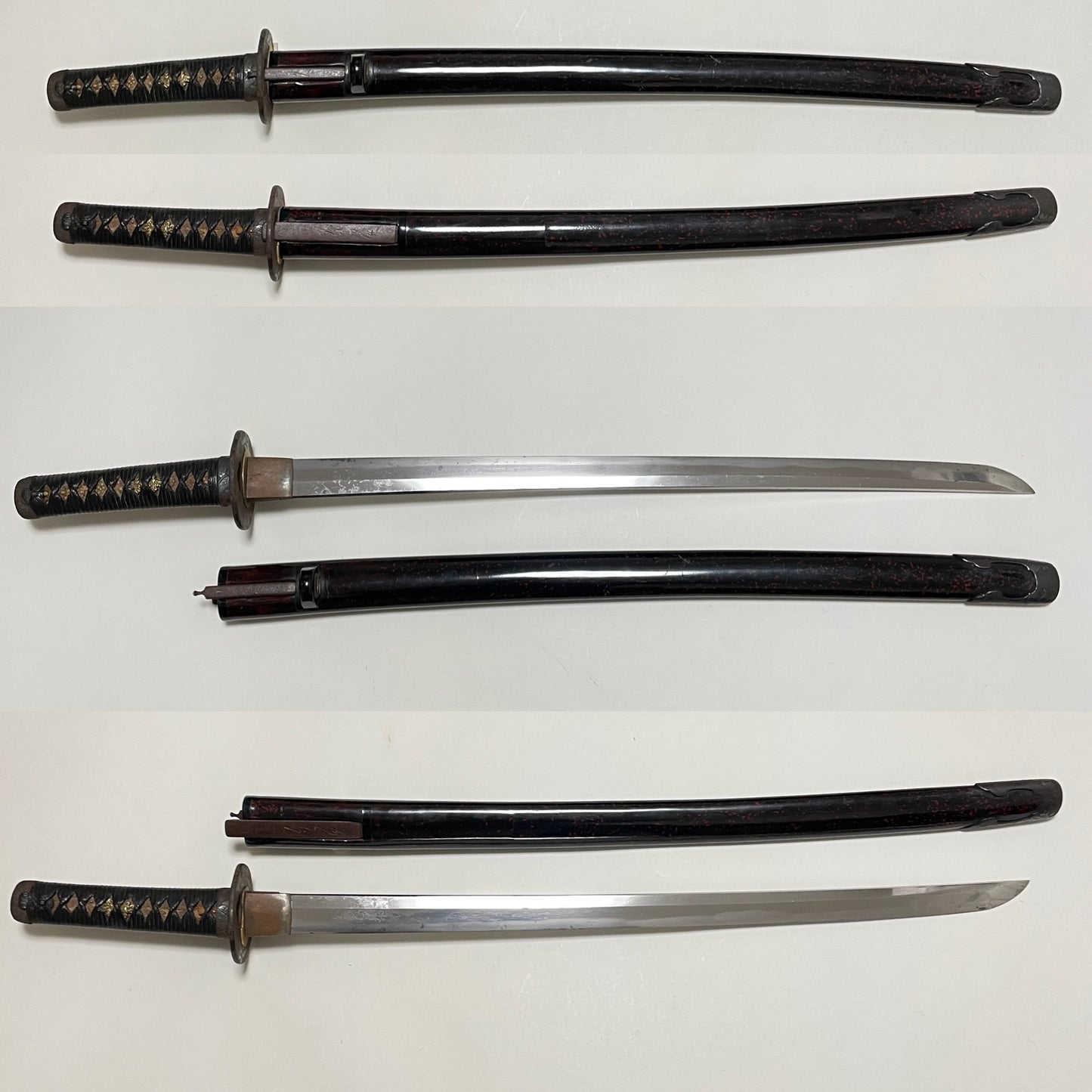 Butterfly Fittings Long Wakizashi, Kozuka Kogai, Rugged Blade, Edo period mumei