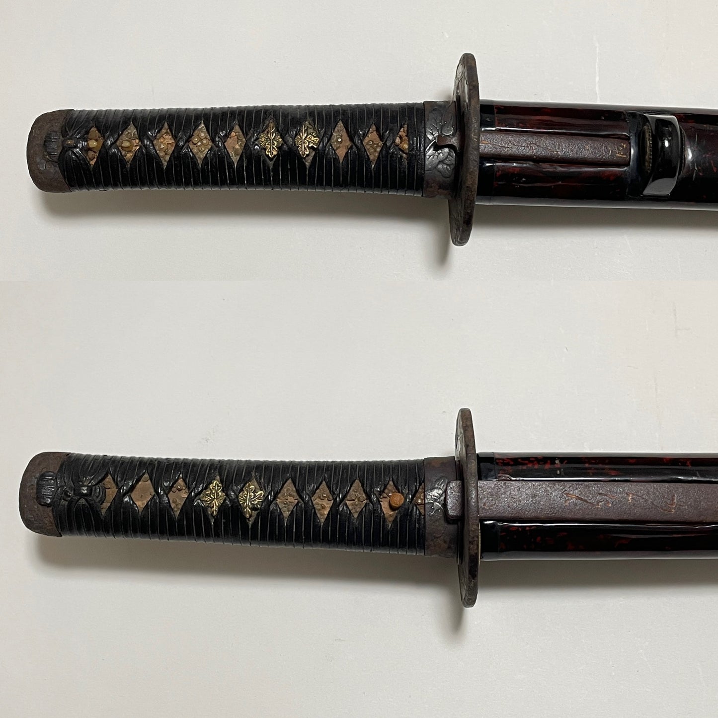 Butterfly Fittings Long Wakizashi, Kozuka Kogai, Rugged Blade, Edo period mumei