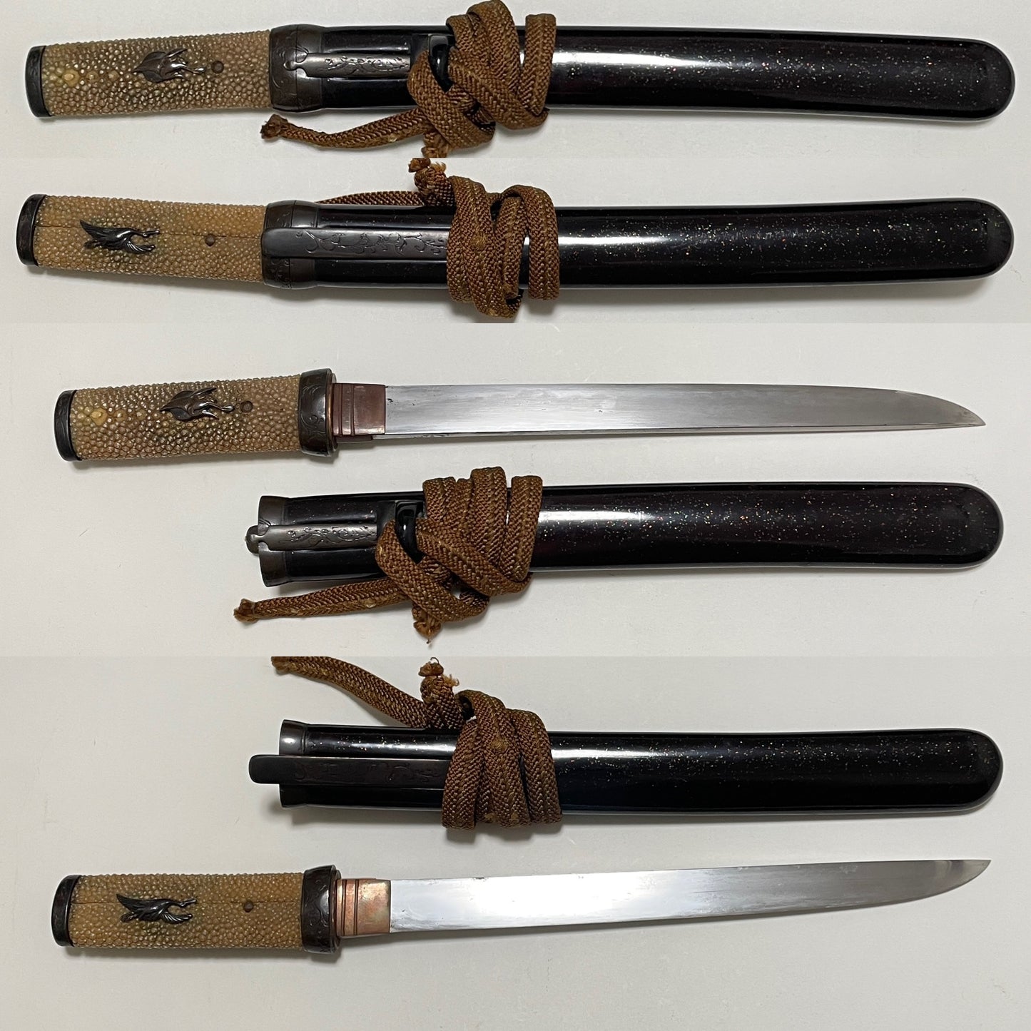 Shibuichi Fittings Aikuchi Koshirae TANTO, with Kozuka Kogai, Edo period mumei