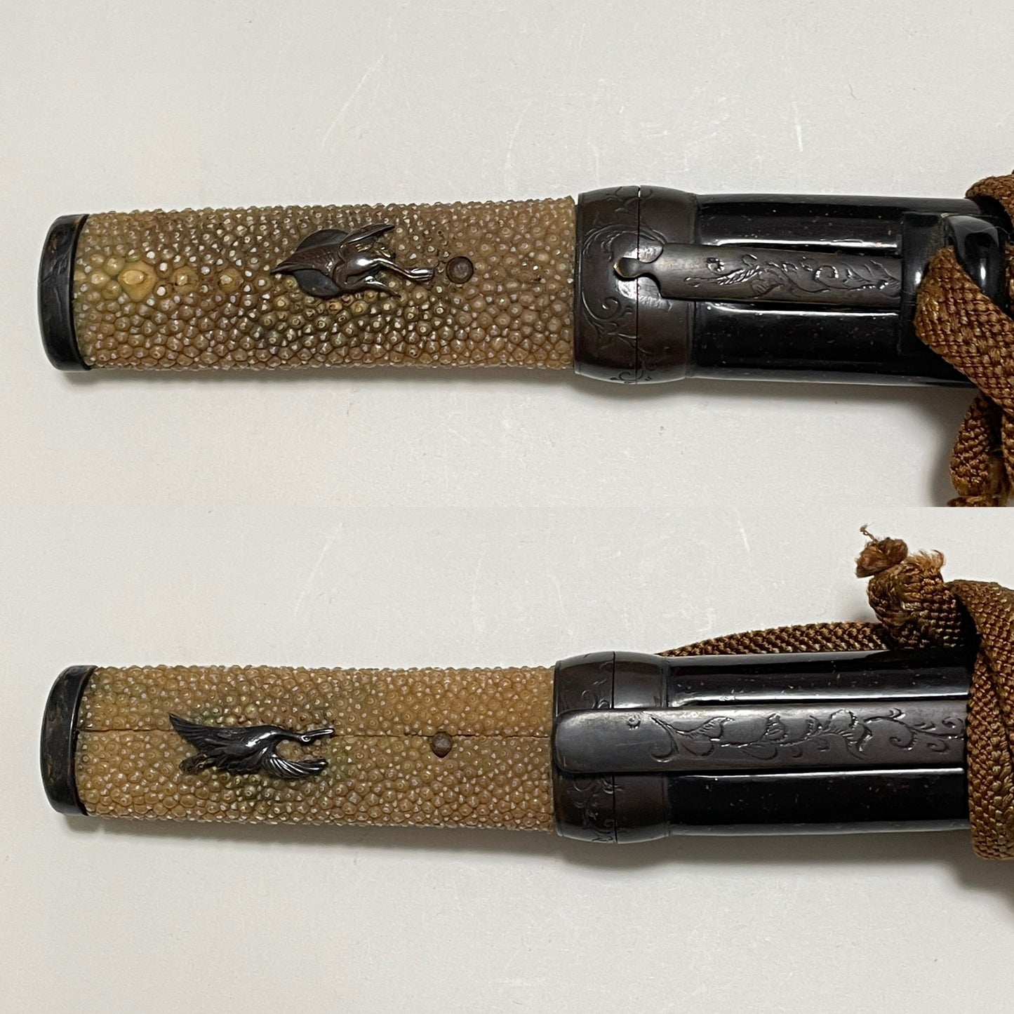 Shibuichi Fittings Aikuchi Koshirae TANTO, with Kozuka Kogai, Edo period mumei