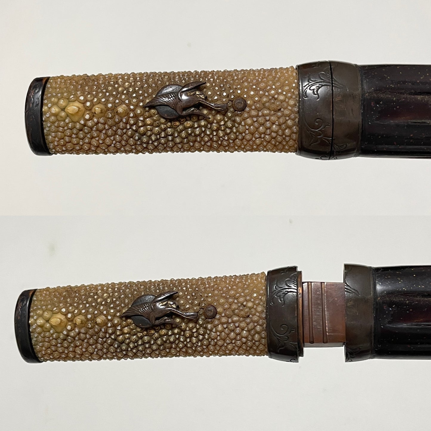 Shibuichi Fittings Aikuchi Koshirae TANTO, with Kozuka Kogai, Edo period mumei