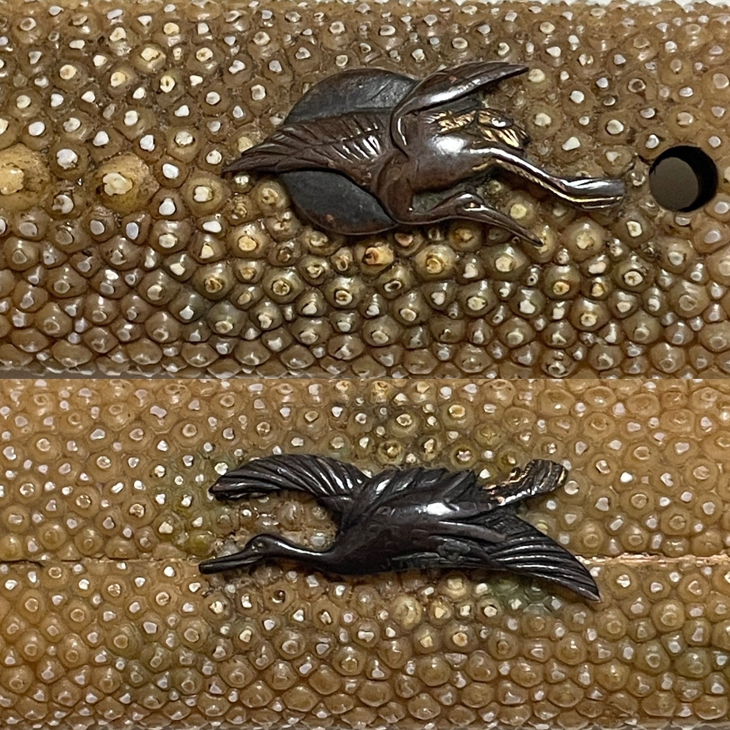 Shibuichi Fittings Aikuchi Koshirae TANTO, with Kozuka Kogai, Edo period mumei
