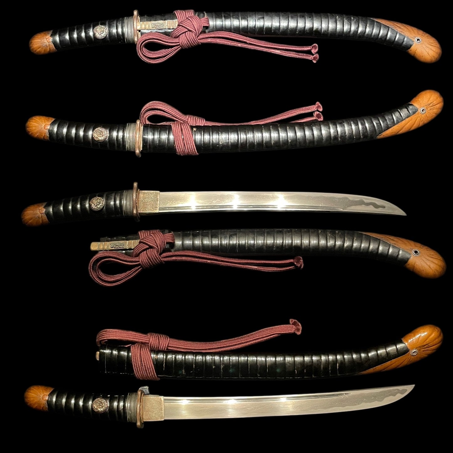 Shrimp Koshirae 海老拵, Hirazukuri Wakizashi, with Brass Kogai, Edo period mumei