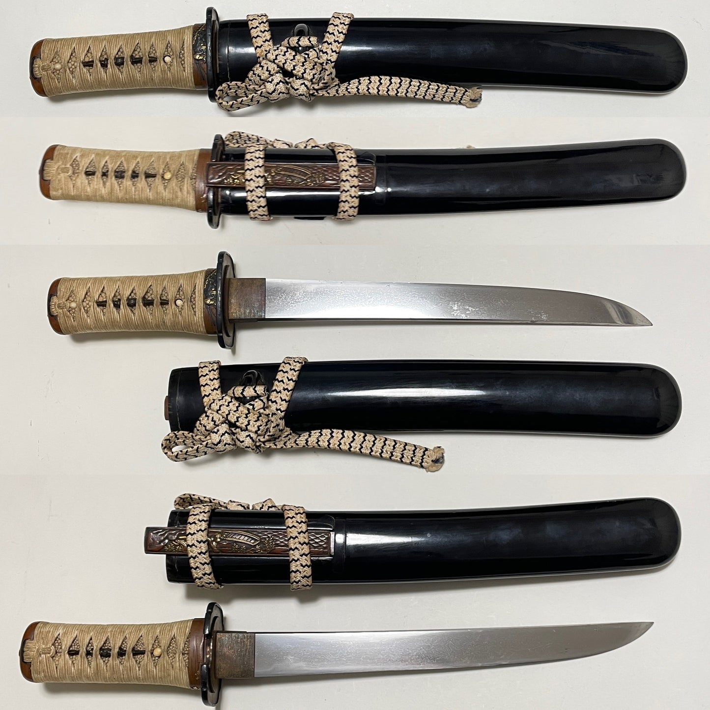 Onishoki 鬼鍾馗 Fuchikashira, Copper Fittings TANTO, with Kozuka, Muromachi period