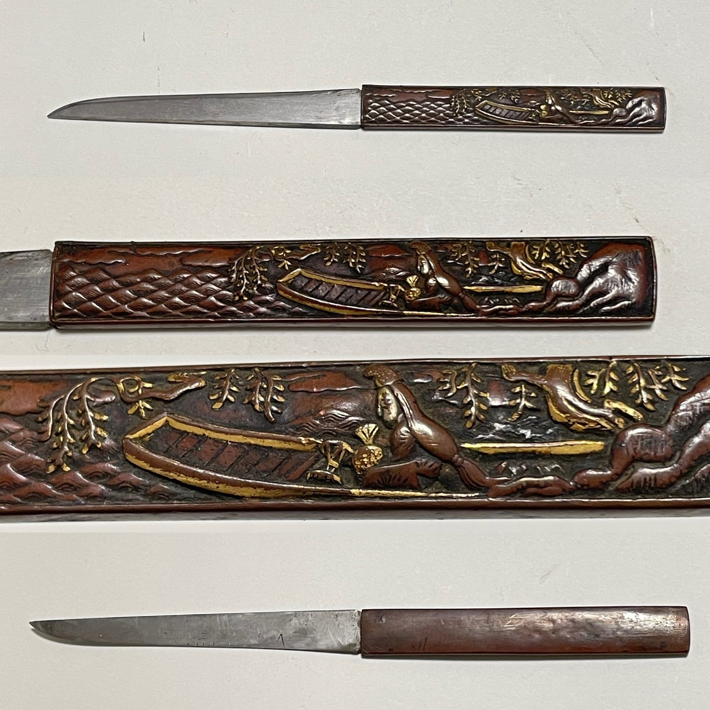 Onishoki 鬼鍾馗 Fuchikashira, Copper Fittings TANTO, with Kozuka, Muromachi period