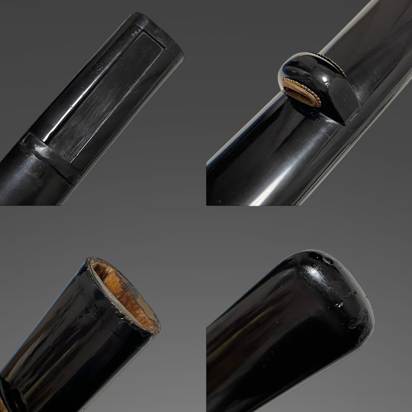 Golden Mt.Fuji Menuki, Black Wakizashi with Kozuka, Edo period mumei