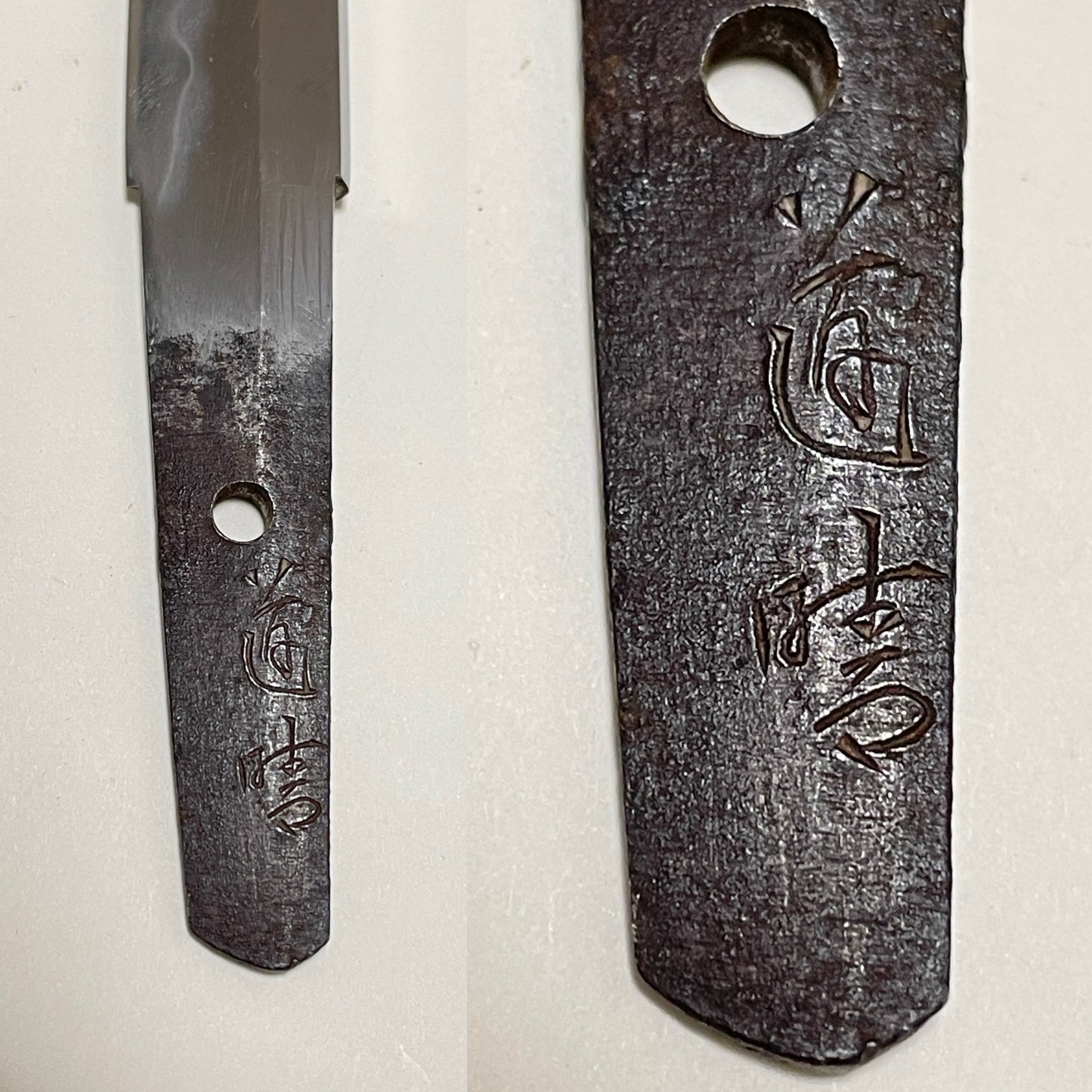 KANMURI-OTOSHI 冠落造 TANTO, 道晴 Michiharu signed, Kachimushi Dragonfly Menuki,