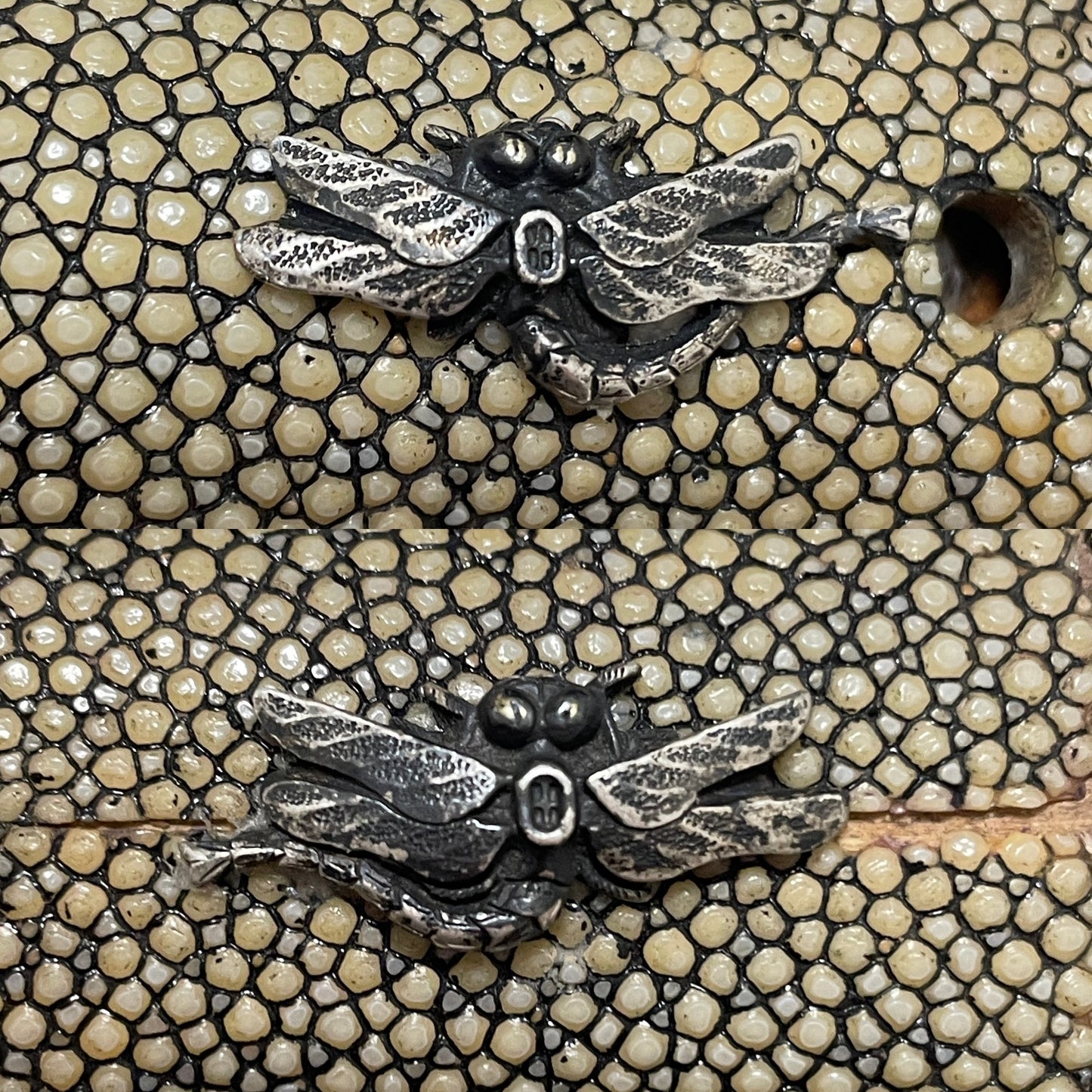 KANMURI-OTOSHI 冠落造 TANTO, 道晴 Michiharu signed, Kachimushi Dragonfly Menuki,