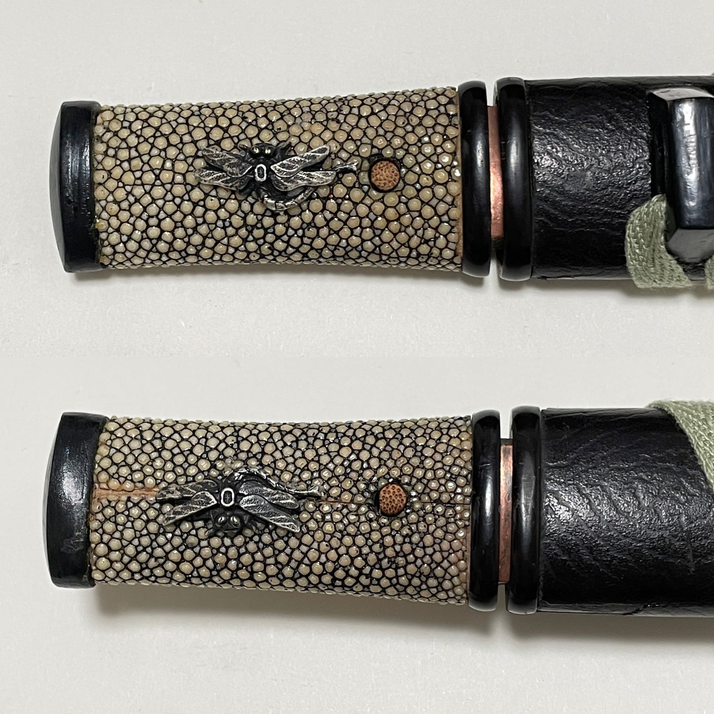 KANMURI-OTOSHI 冠落造 TANTO, 道晴 Michiharu signed, Kachimushi Dragonfly Menuki,