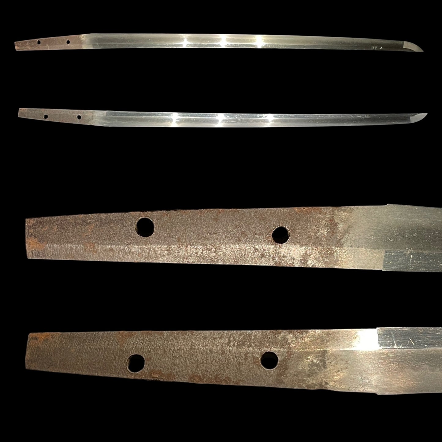 Kyosukashi-Tsuba 京透鍔 Long Wakizashi, Shakudo Nanakoji Fuchikashira 赤銅魚々子地縁頭