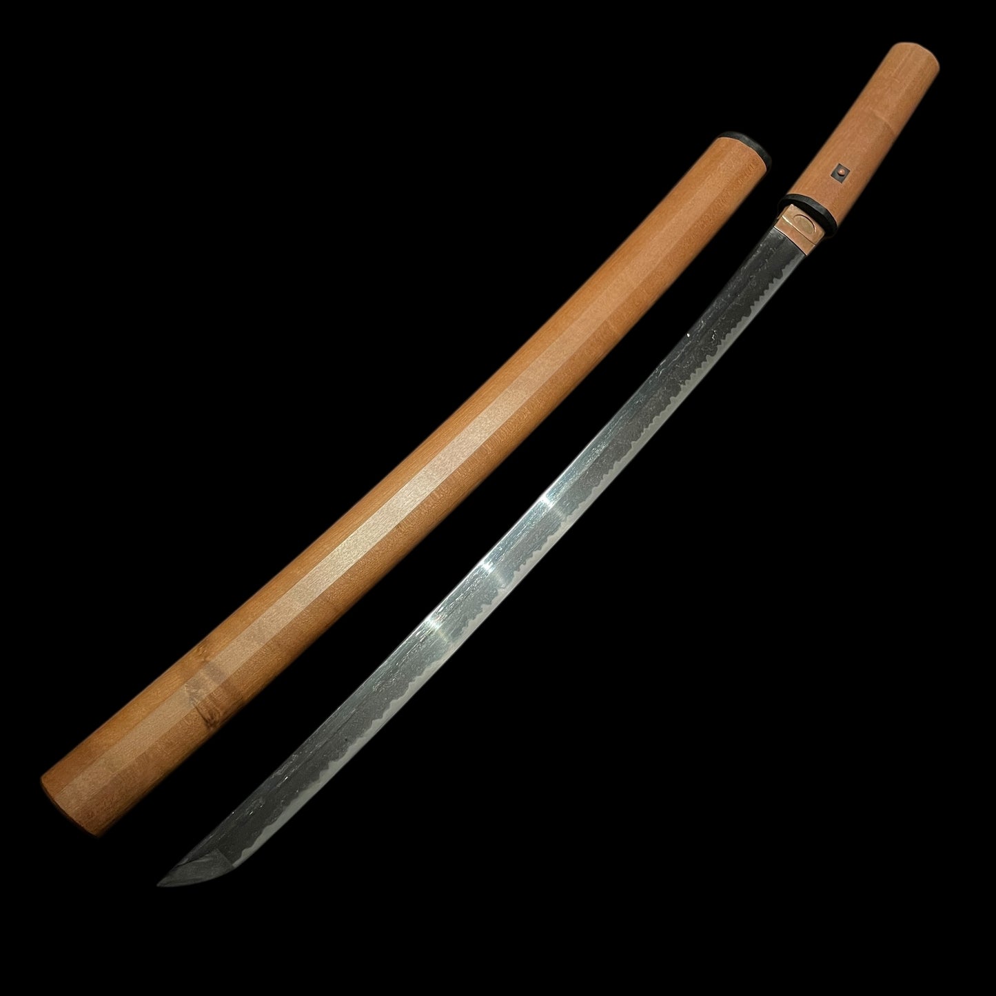 Sanbonsugi-Hamon 三本杉刃文 Long Wakizashi, Edo period mumei