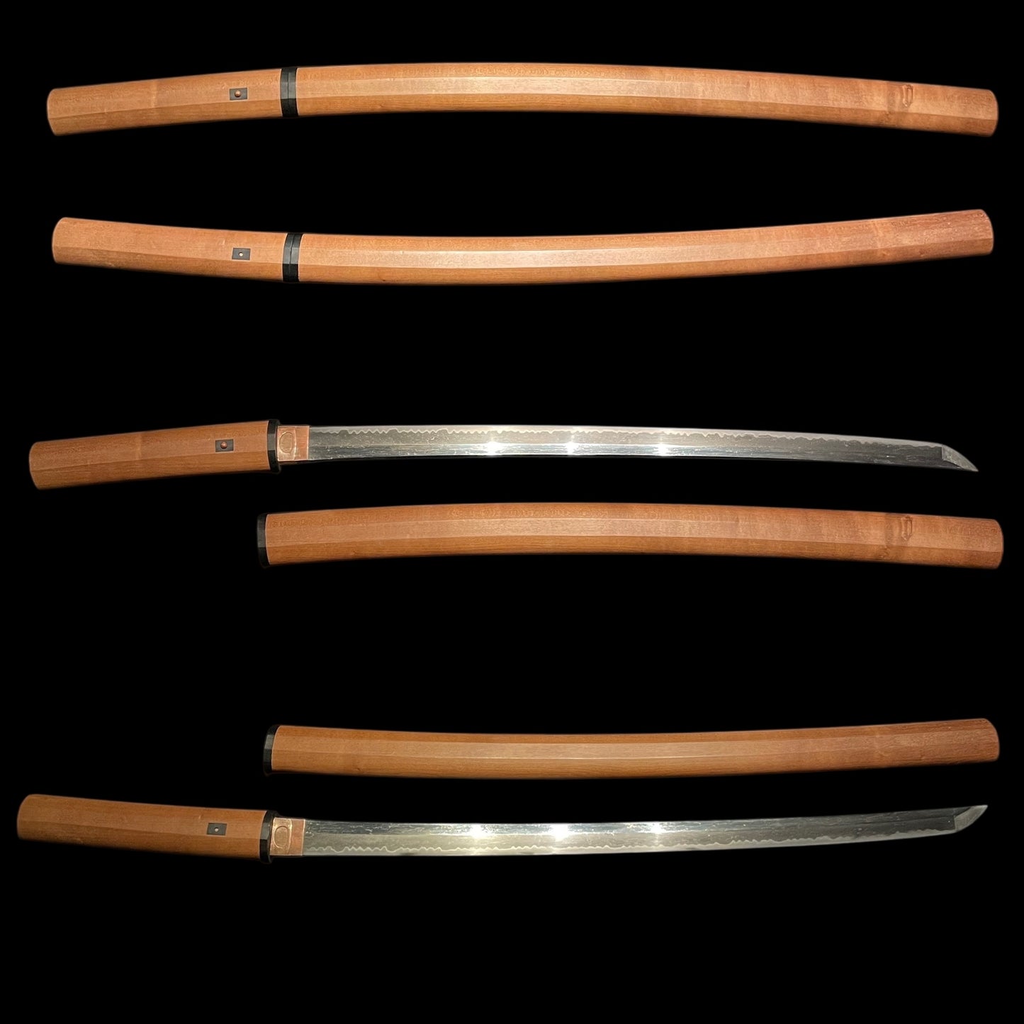 Sanbonsugi-Hamon 三本杉刃文 Long Wakizashi, Edo period mumei