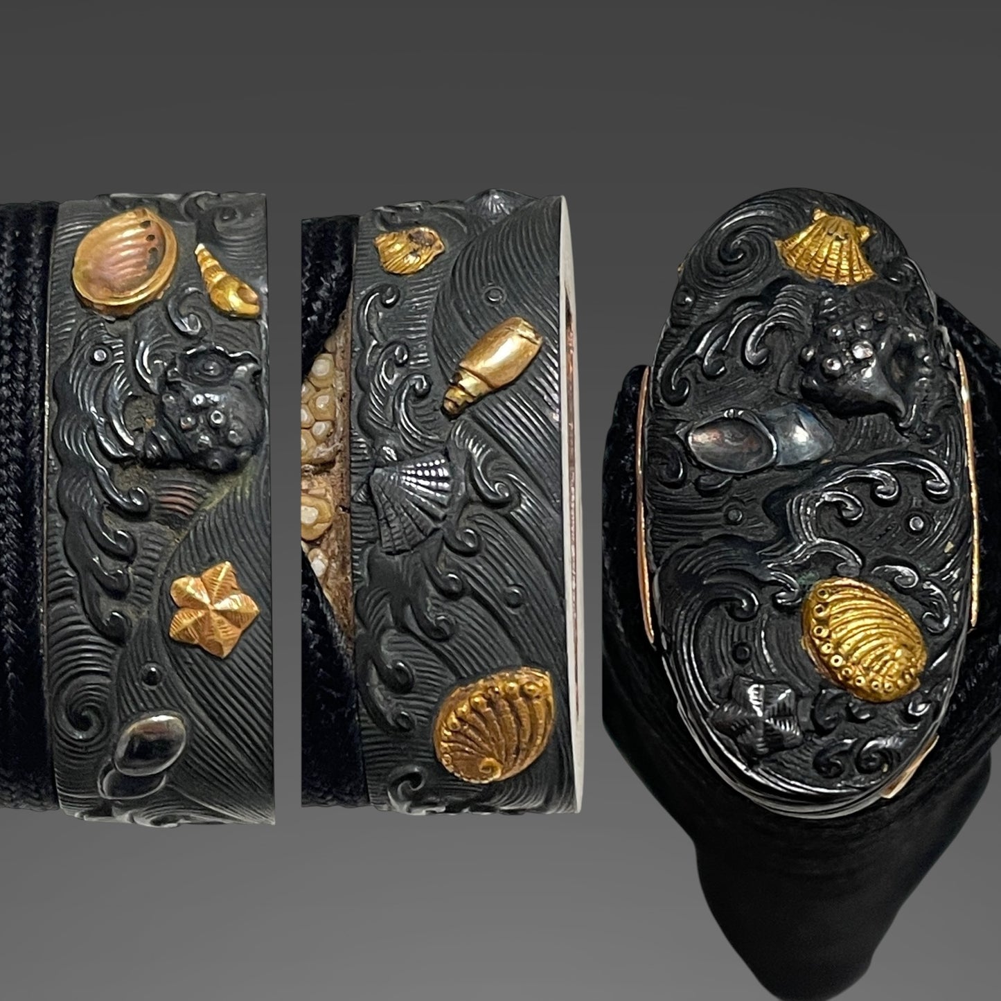Fish and shellfish Fittings Wakizashi, Jumyo 壽命 signed, Edo period, NBTHK Certificate