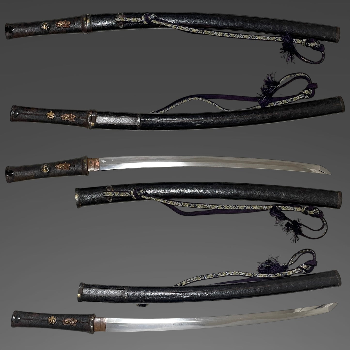 Nishikizutsumi Aikuchi Koshirae 錦包合口拵, Bannyudo Fuichi 伴入道風一 signed Wakizashi