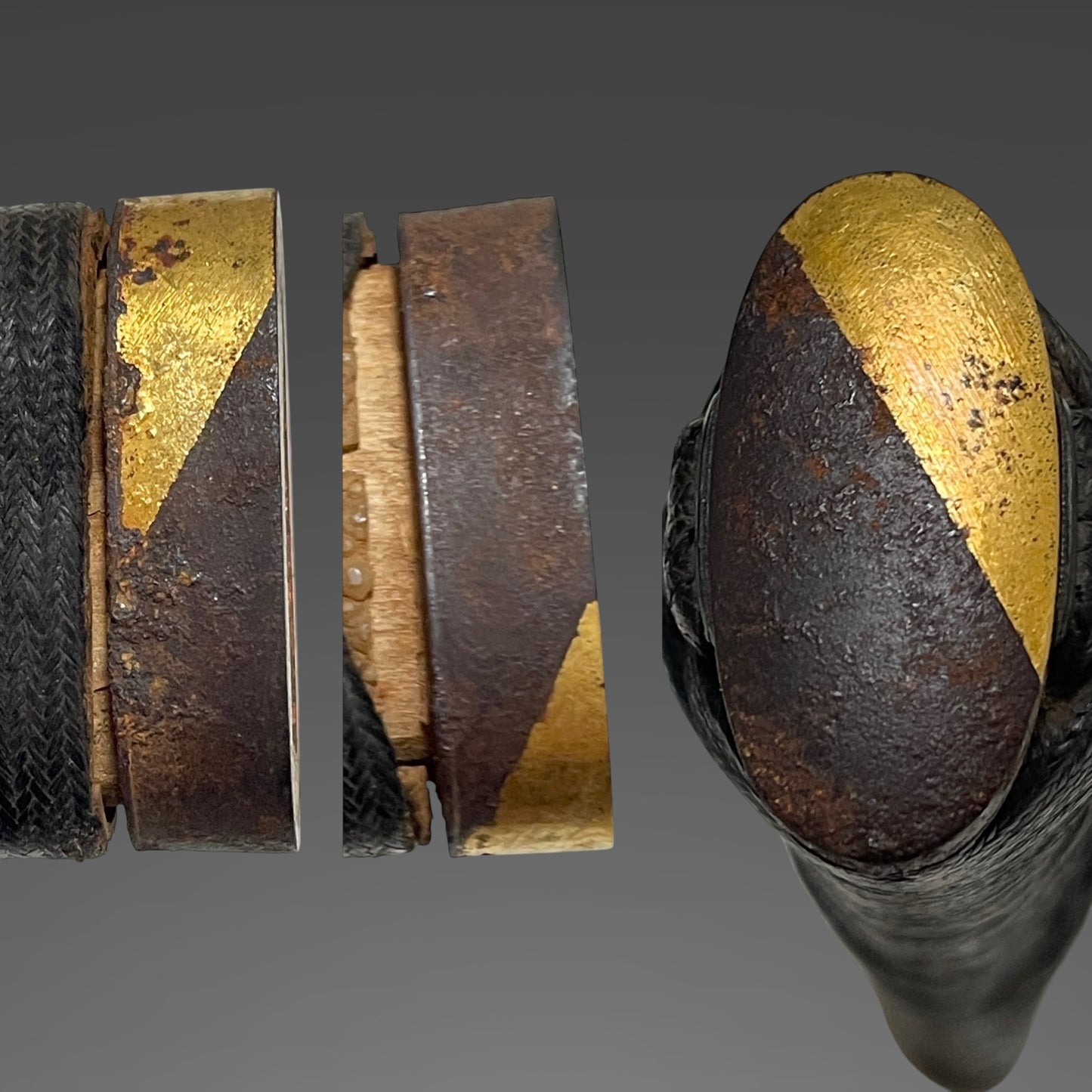 Kaenaga 兼長 signed Ryakushiki-GUNTO, 金棒 Kanabou Menuki, Dragon Tsuba
