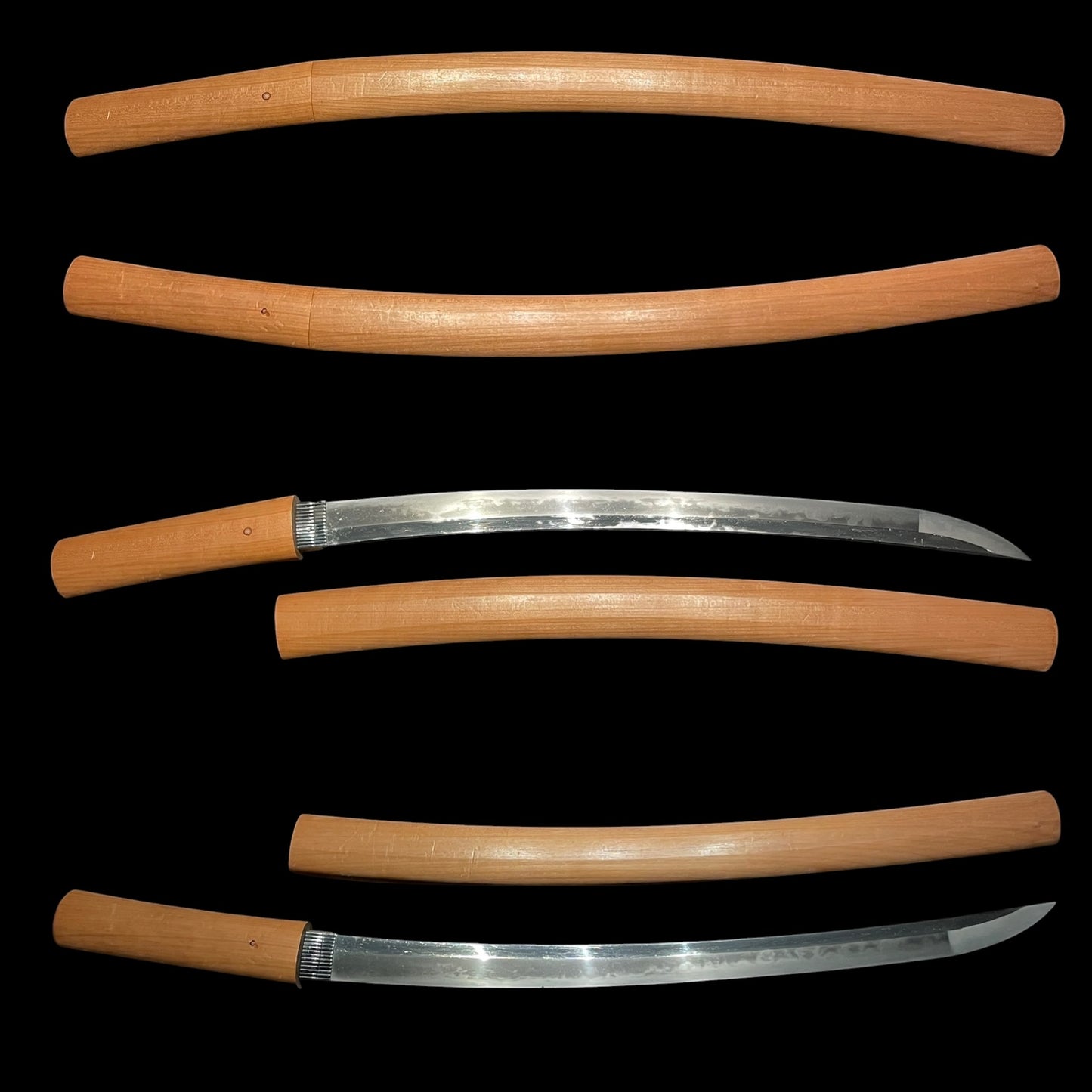 Ookissaki 大切先, Hitatsura 皆焼, Sue-Soshu 末相州 Wakizashi, Very wide blade, Muromachi period