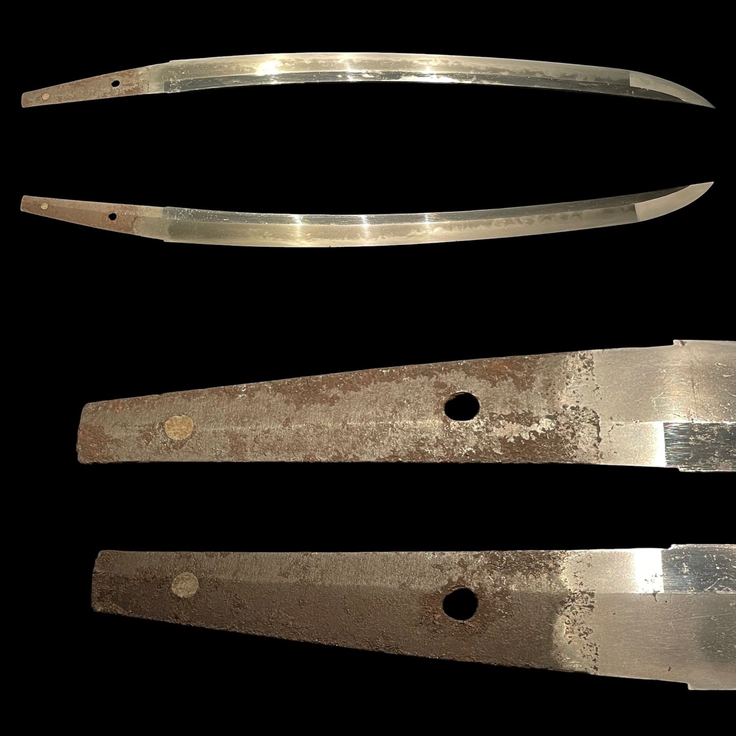 Ookissaki 大切先, Hitatsura 皆焼, Sue-Soshu 末相州 Wakizashi, Very wide blade, Muromachi period