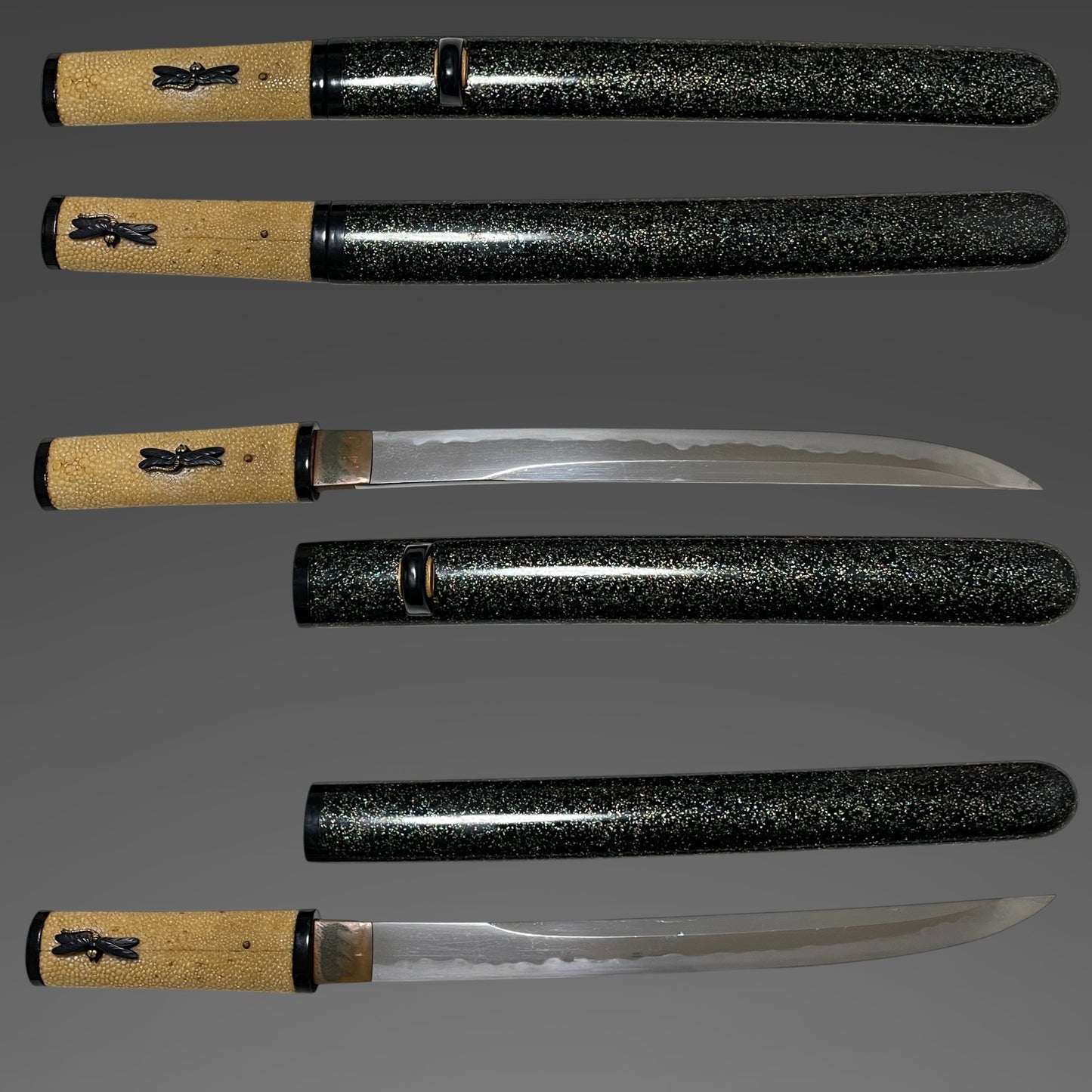 Unokubi-Zukuri 鵜首造 Aikuchi Koshirae TANTO, Dragonfly Menuki, Late Edo period