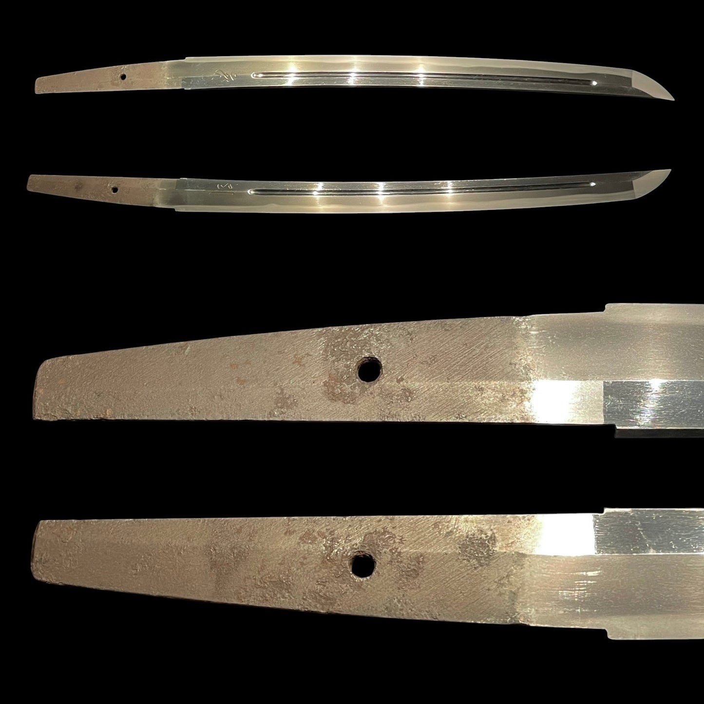 Kunitoshi 国俦 Very Wide Wakizashi, Bonji Horimono 梵字彫物, Edo period, NBTHK Certificate