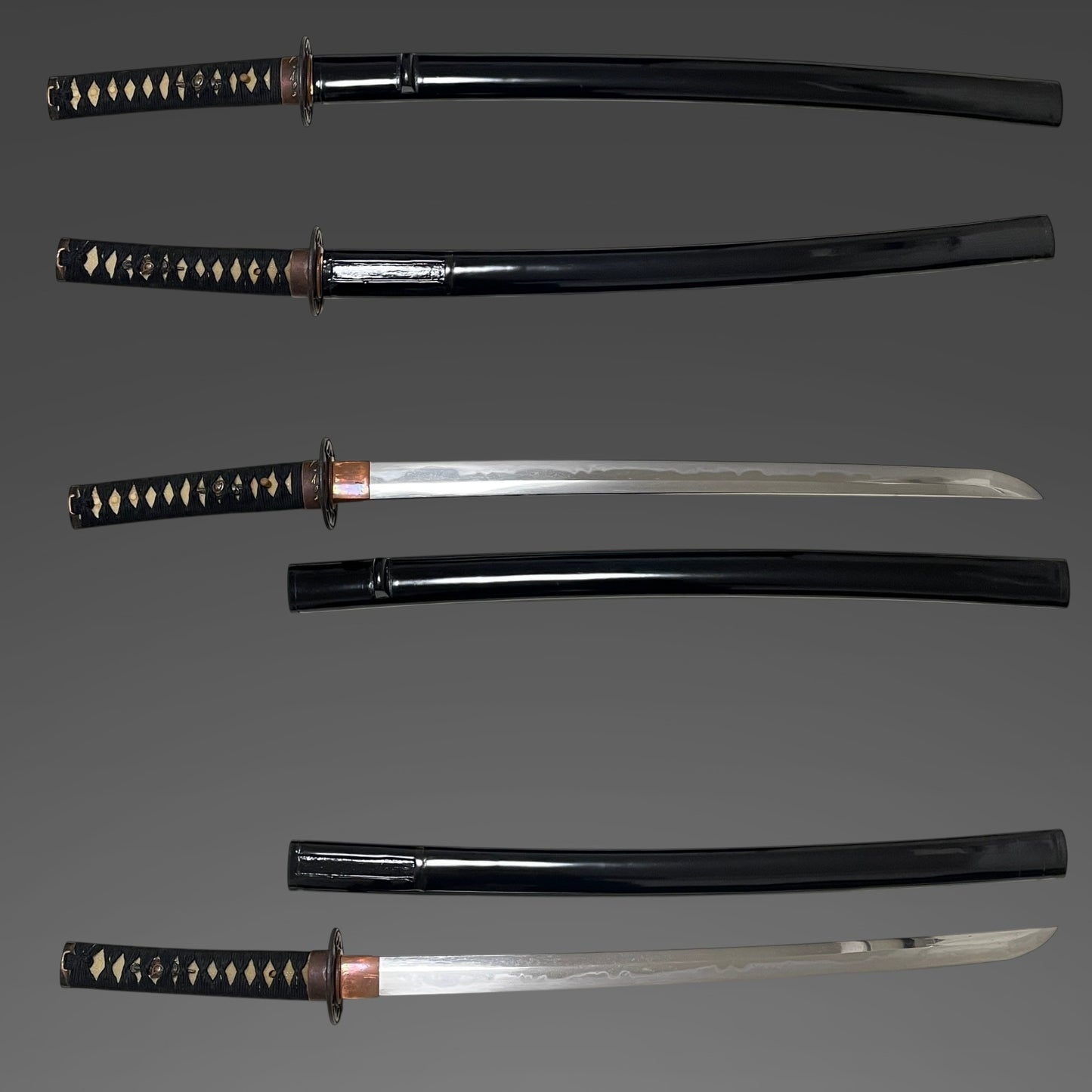 Straight Wakizashi, Ginkgo Tsuba 銀杏鍔, Edo period mumei