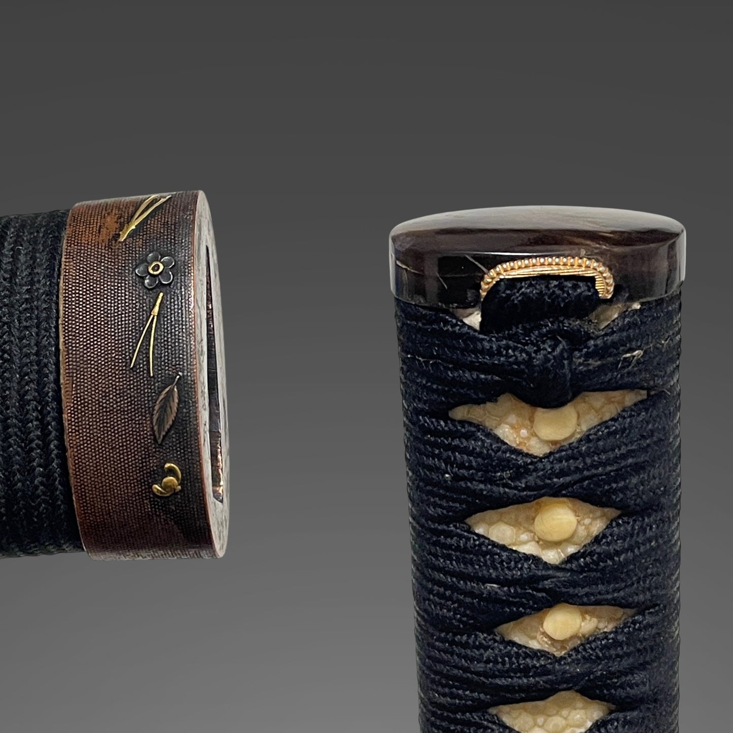 Straight Wakizashi, Ginkgo Tsuba 銀杏鍔, Edo period mumei