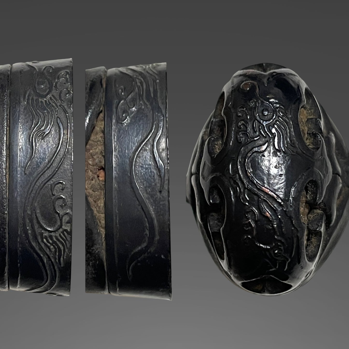 Dragon Fittings Long Wakizashi, Fujiwara Noriyuki 藤原則行 signed, Edo period