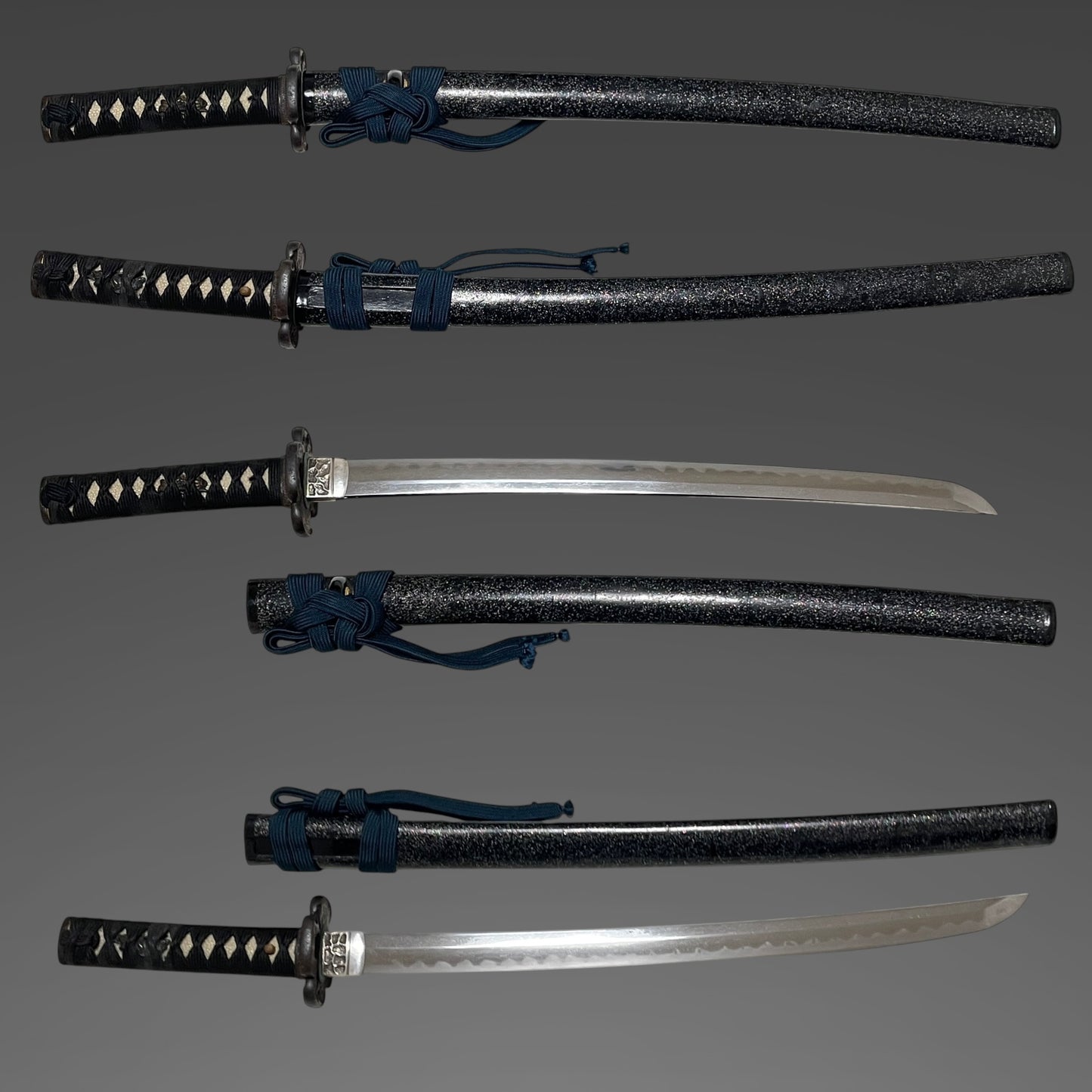 Aogaimijin-Saya 青貝微塵鞘 Wakizashi, Thick Tsuba, Edo period mumei