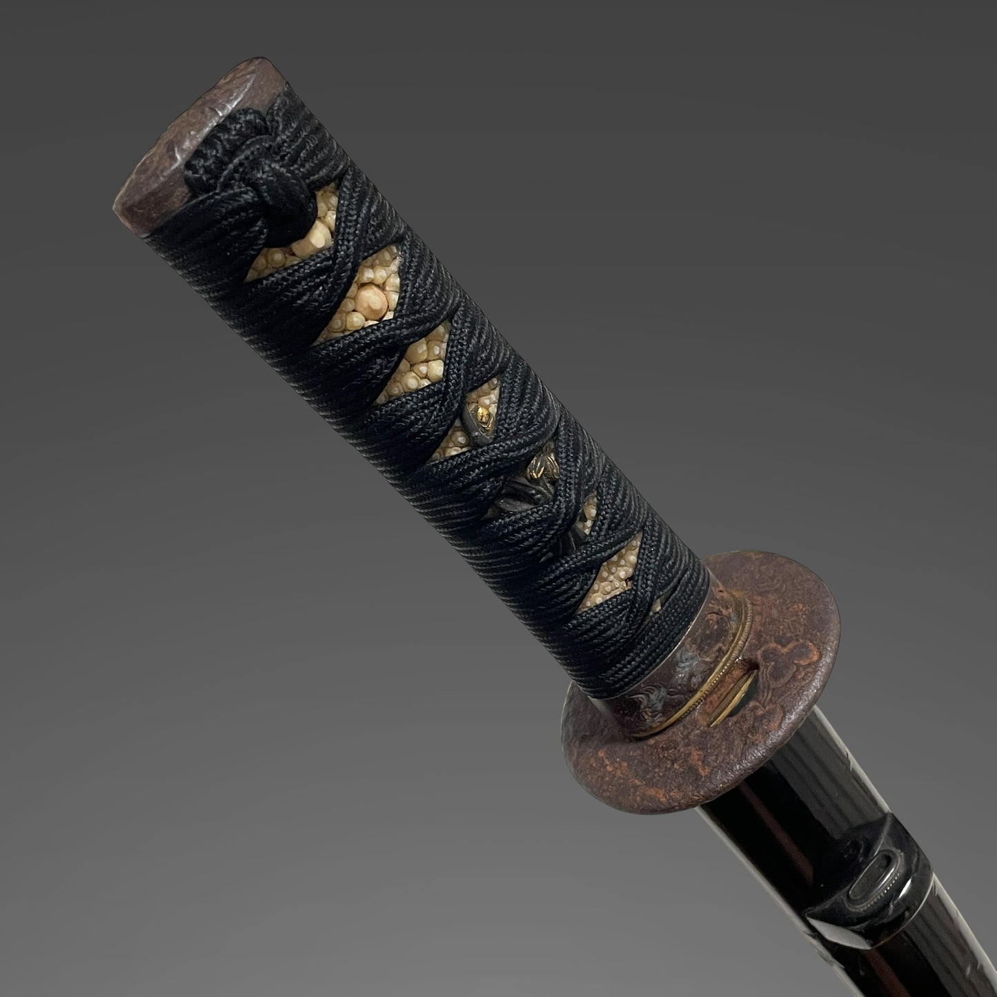 Short Black Wakizashi, Dragon Kashira, Edo period mumei
