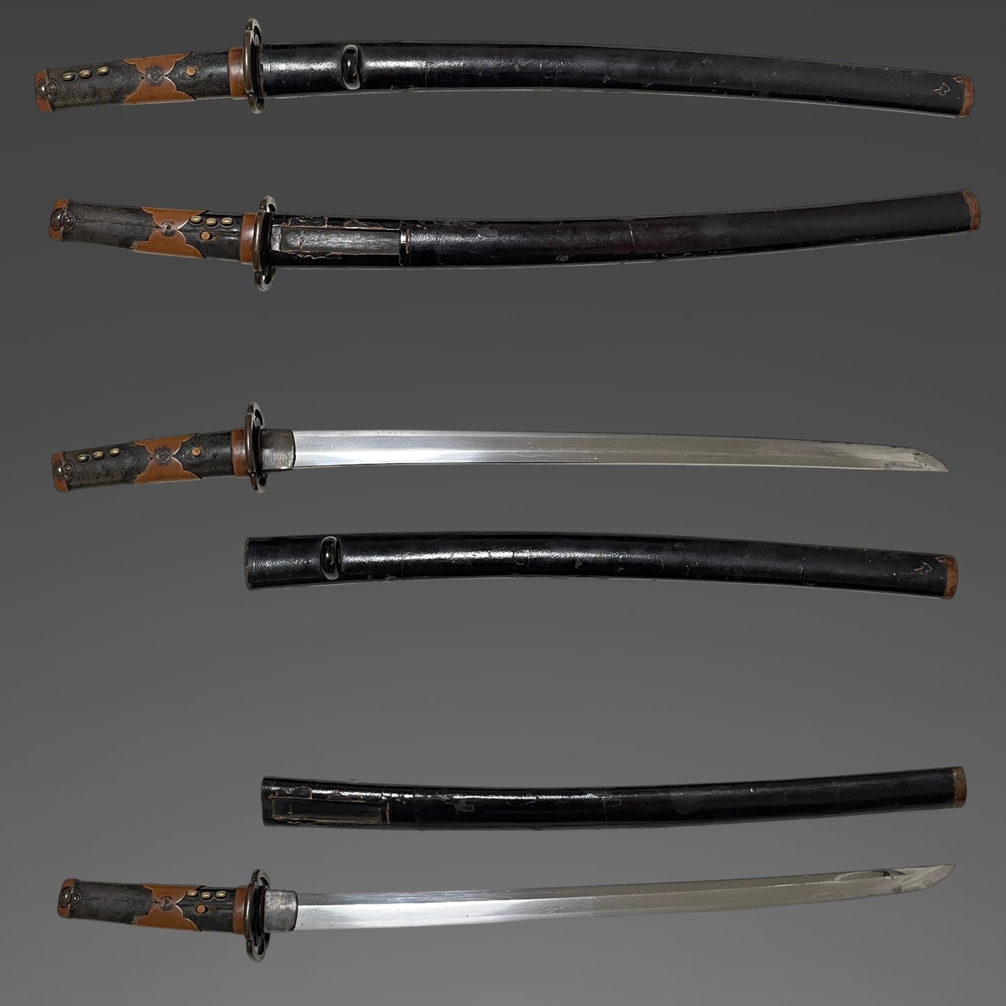 Karakizuka 唐木柄 Straight Wakizashi, Yamagane Tsuba 山銅鍔, Edo period mumei