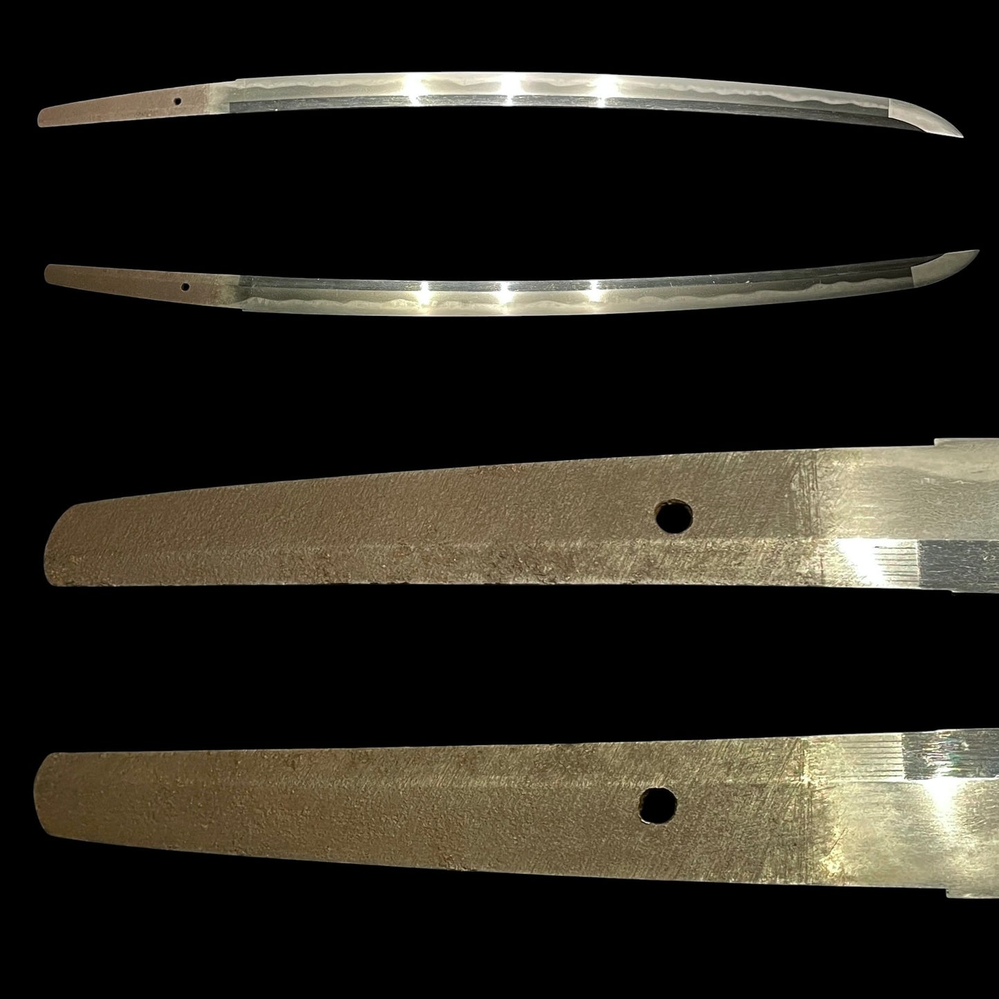 Ookissaki 大切先 Long Wakizashi, Choshuju Yuken 長州住友賢 signed Tsuba, Early Edo period mumei