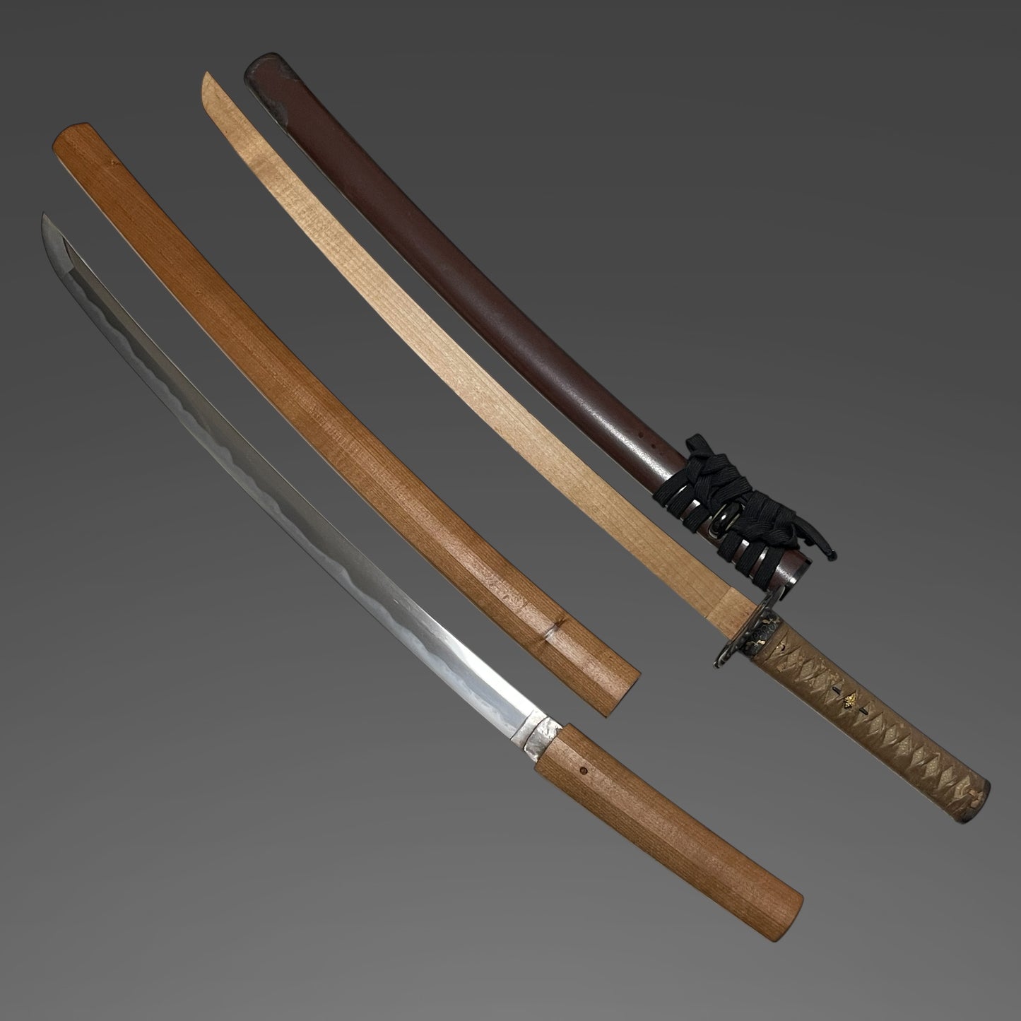 Ookissaki 大切先 Long Wakizashi, Choshuju Yuken 長州住友賢 signed Tsuba, Early Edo period mumei