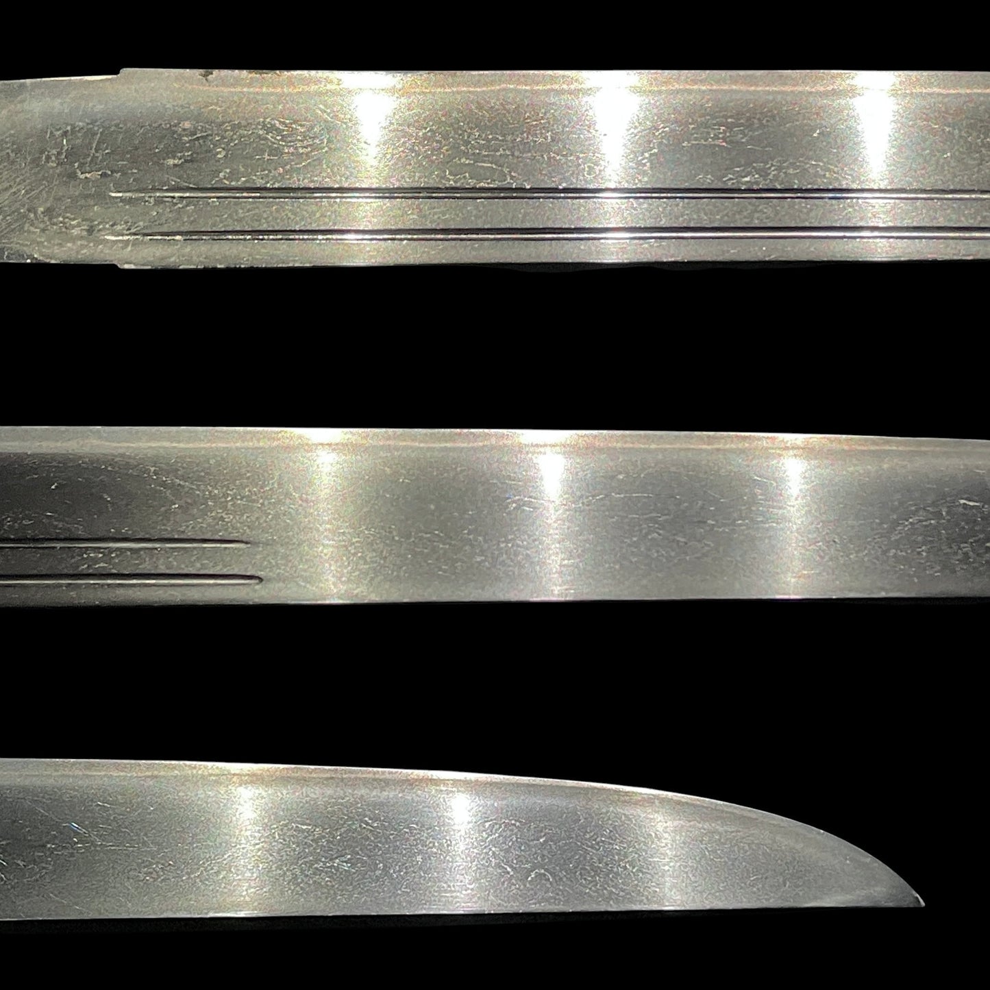 Toshinaga 利壽 signed Fuchi, Black TANTO with Kozuka, Muromachi period mumei, with Shirasaya