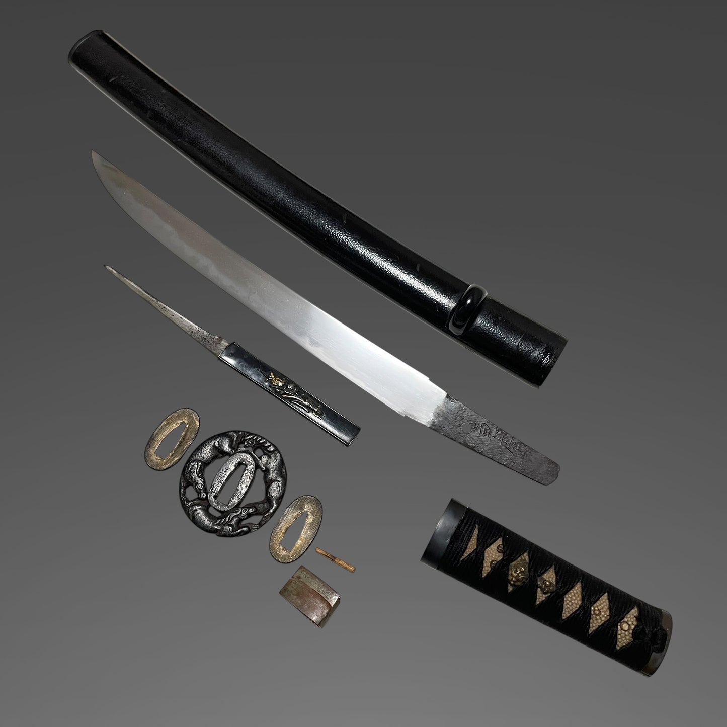 Kanefusa 兼房 signed TANTO, Shakudo Kozuka, Muromachi period, NBTHK Certificate