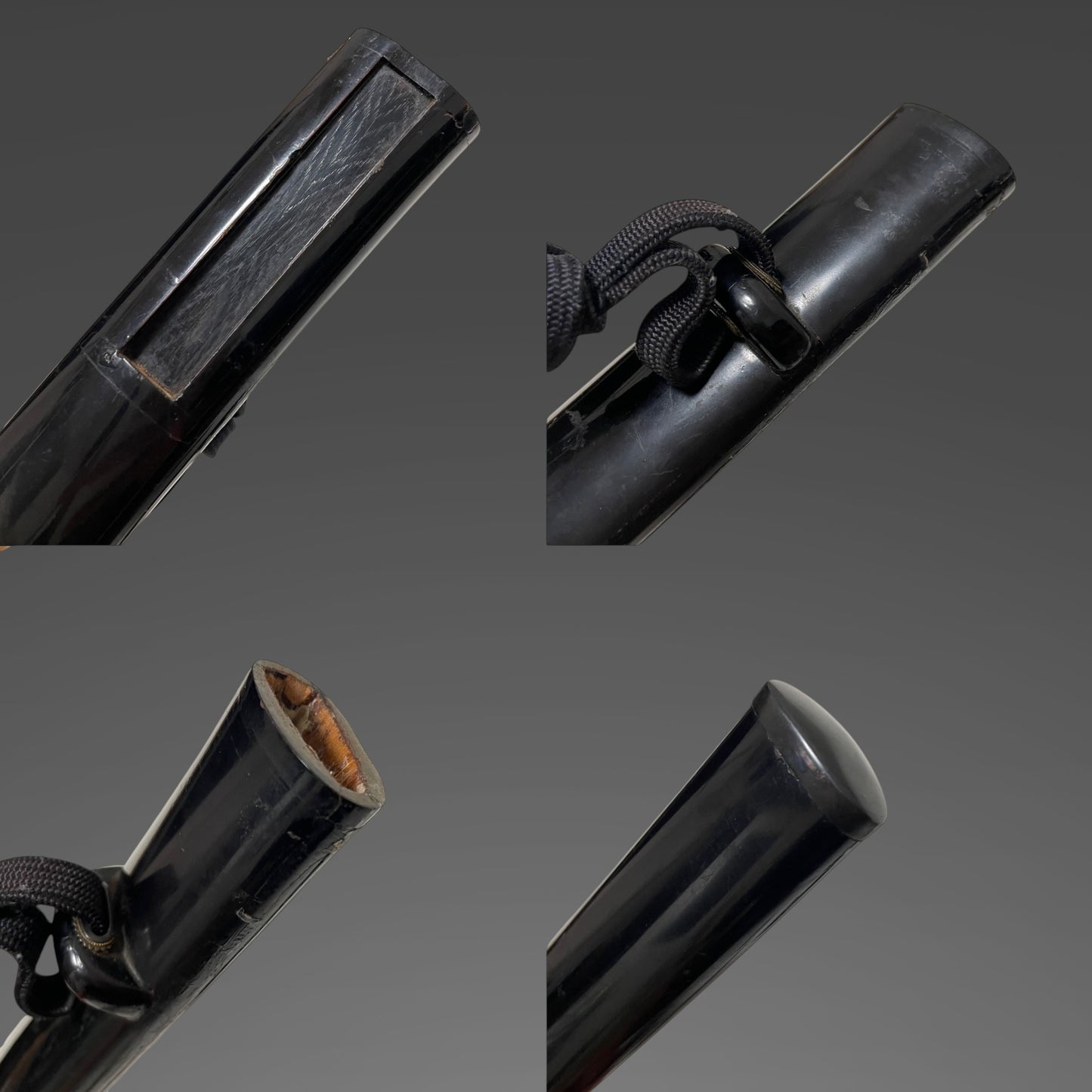 Toshinaga 利壽 signed Fuchi, Black TANTO with Kozuka, Muromachi period mumei, with Shirasaya
