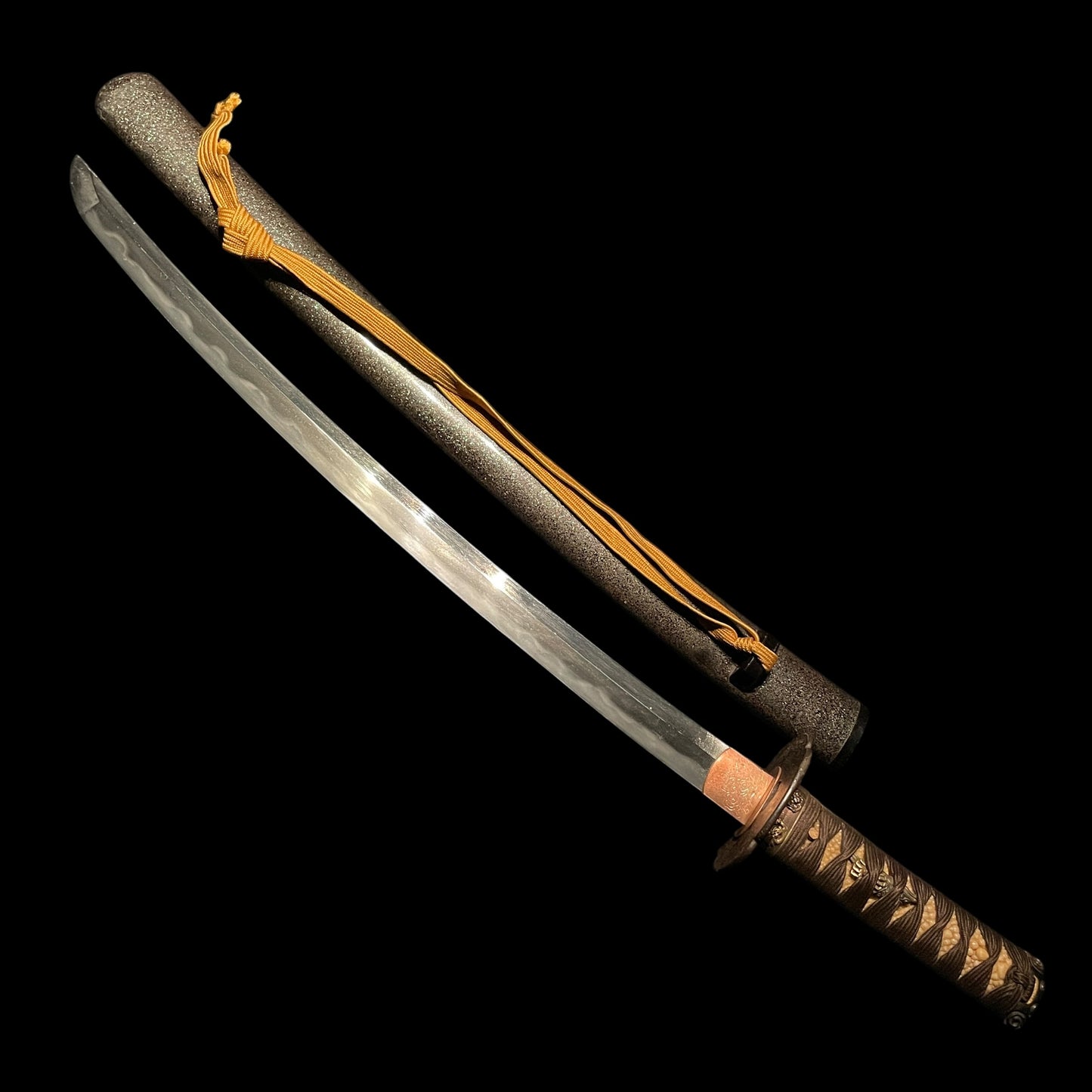 Takadaju Yukimitsu 高田住行光 signed Wakizashi, Guribori 倶利彫り Kashira, Sadatoshi signed Fuchi