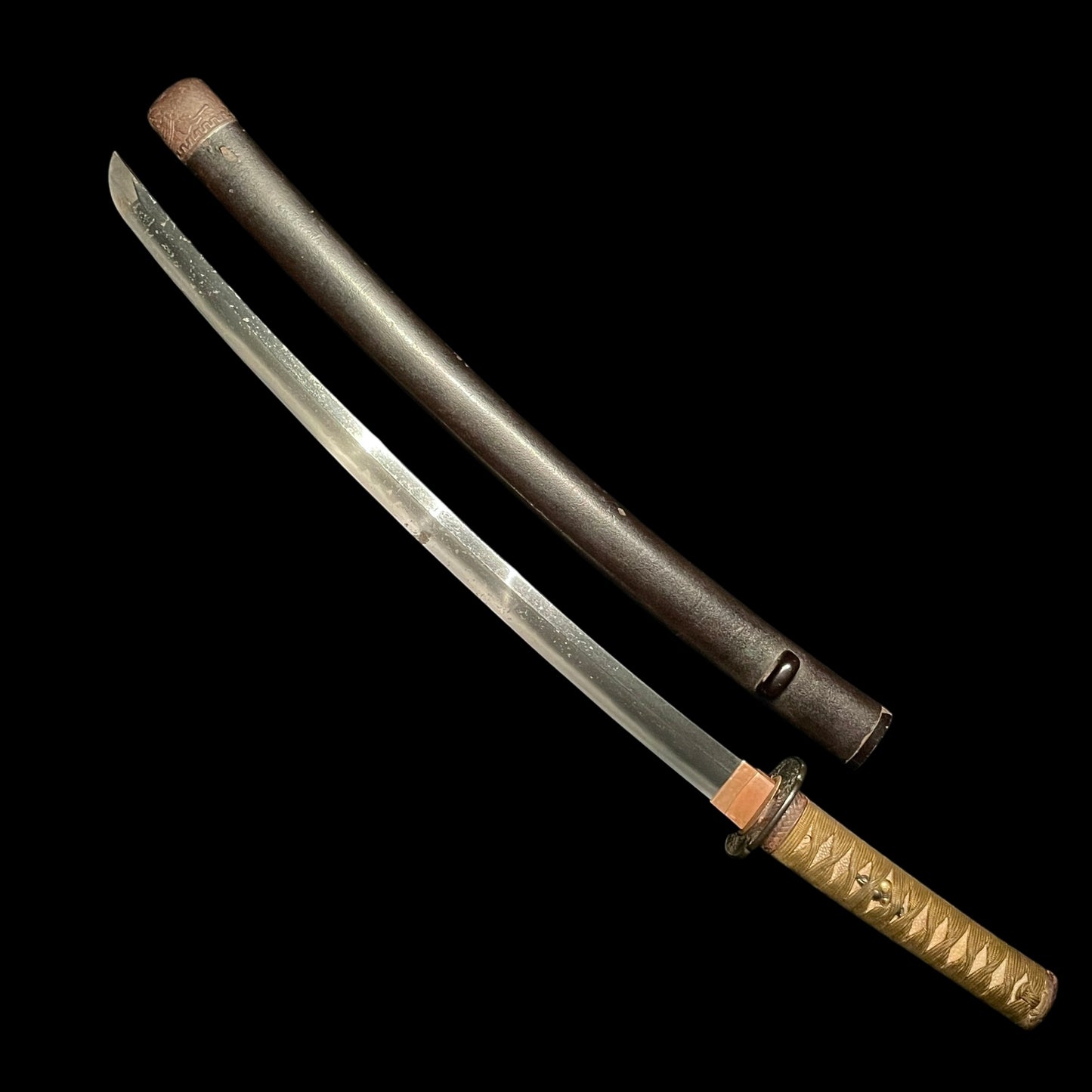 Hizenkokuju Tadayoshi 肥前国住忠吉 signed WAKIZASHI, Moth Large Kojiri, Edo period
