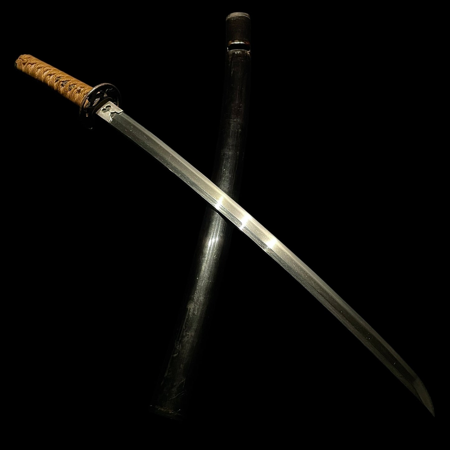 Long Wakizashi, Rare style Silver cover Habaki, Edo period mumei